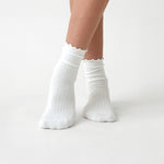Cotton Cashmere Lounge Socks | Ivory-1