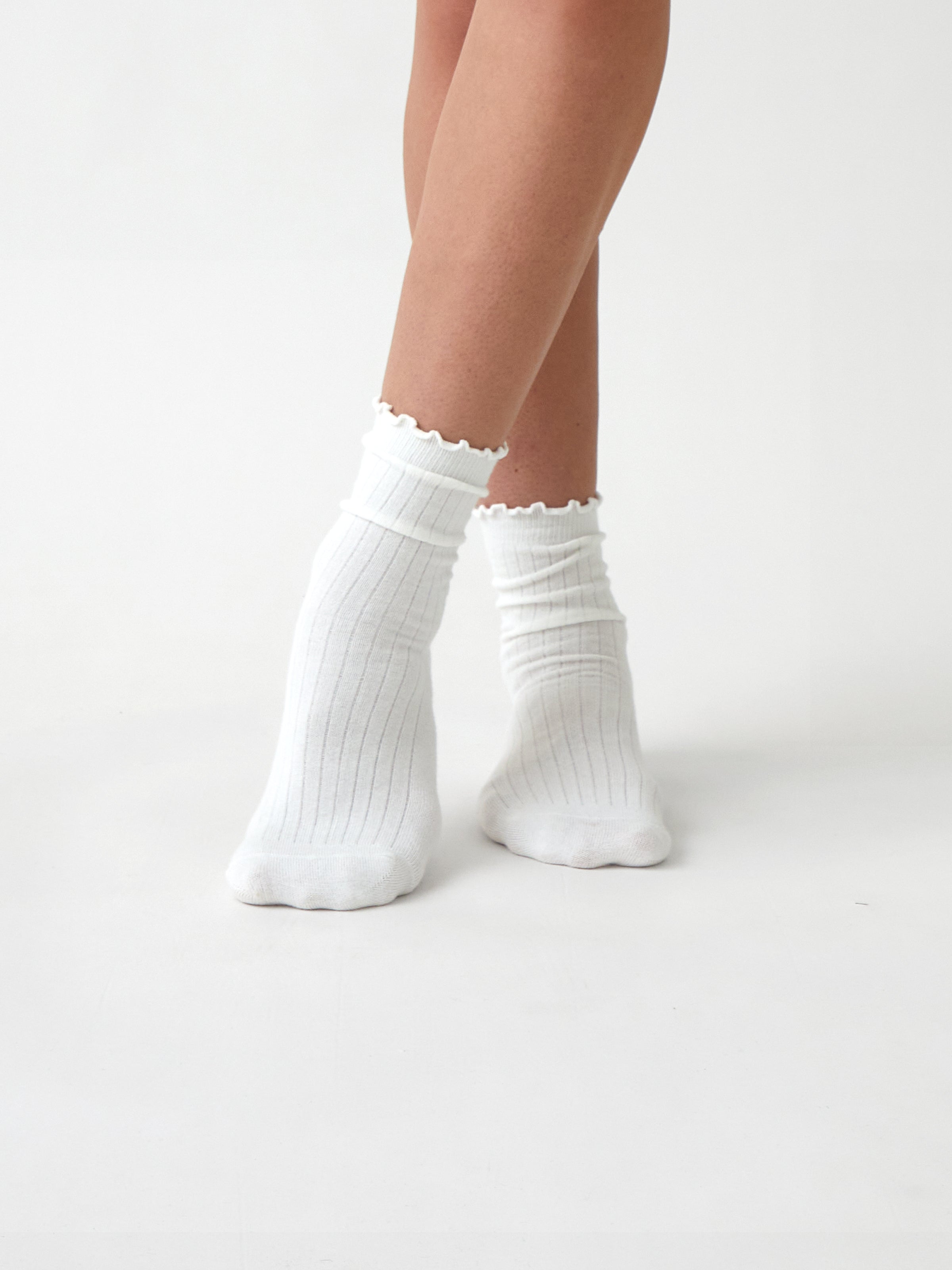 Cotton Cashmere Lounge Socks | Ivory-1