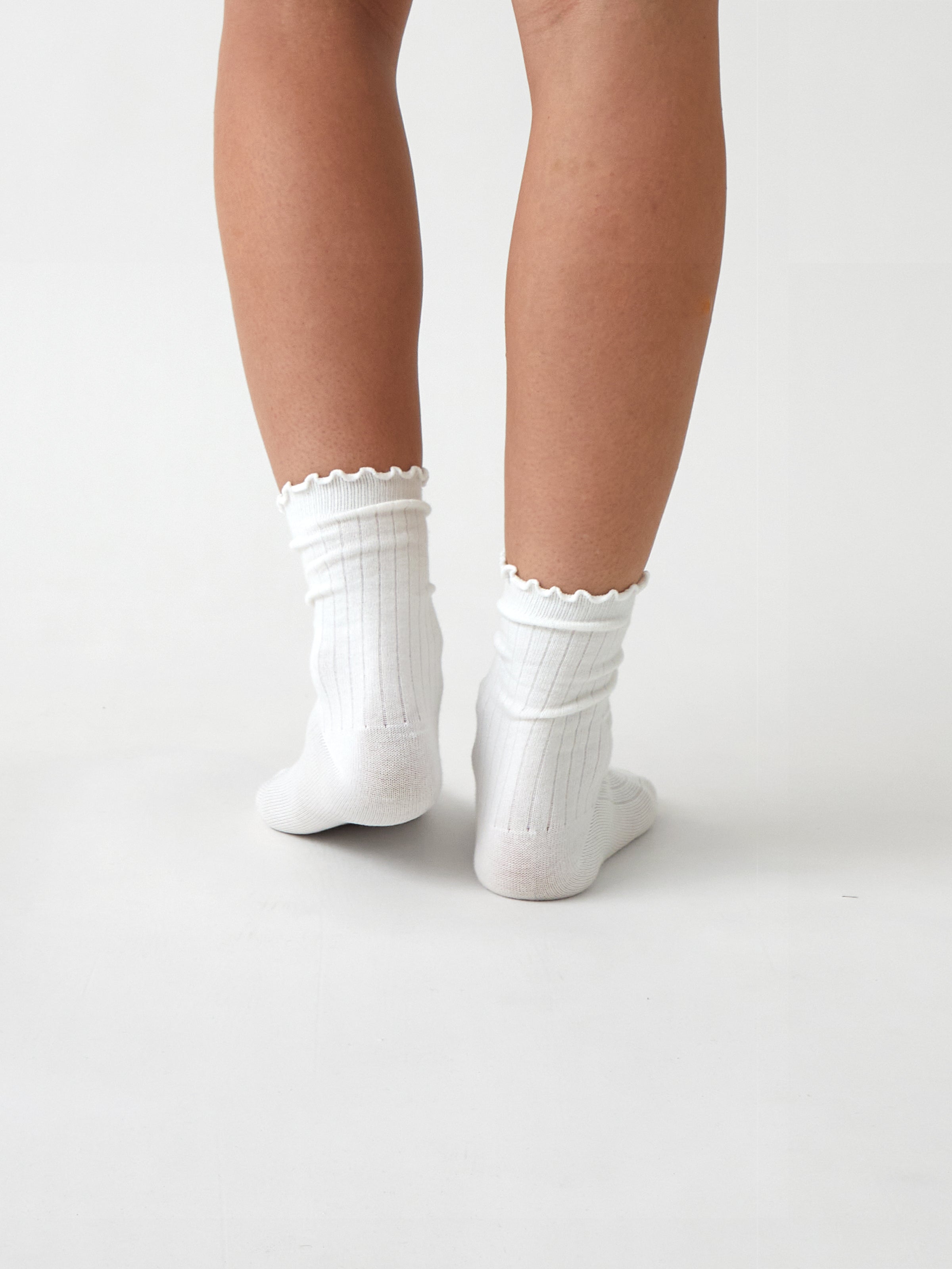 Cotton Cashmere Lounge Socks | Ivory-3