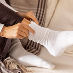 Cotton Cashmere Lounge Socks | Ivory-4
