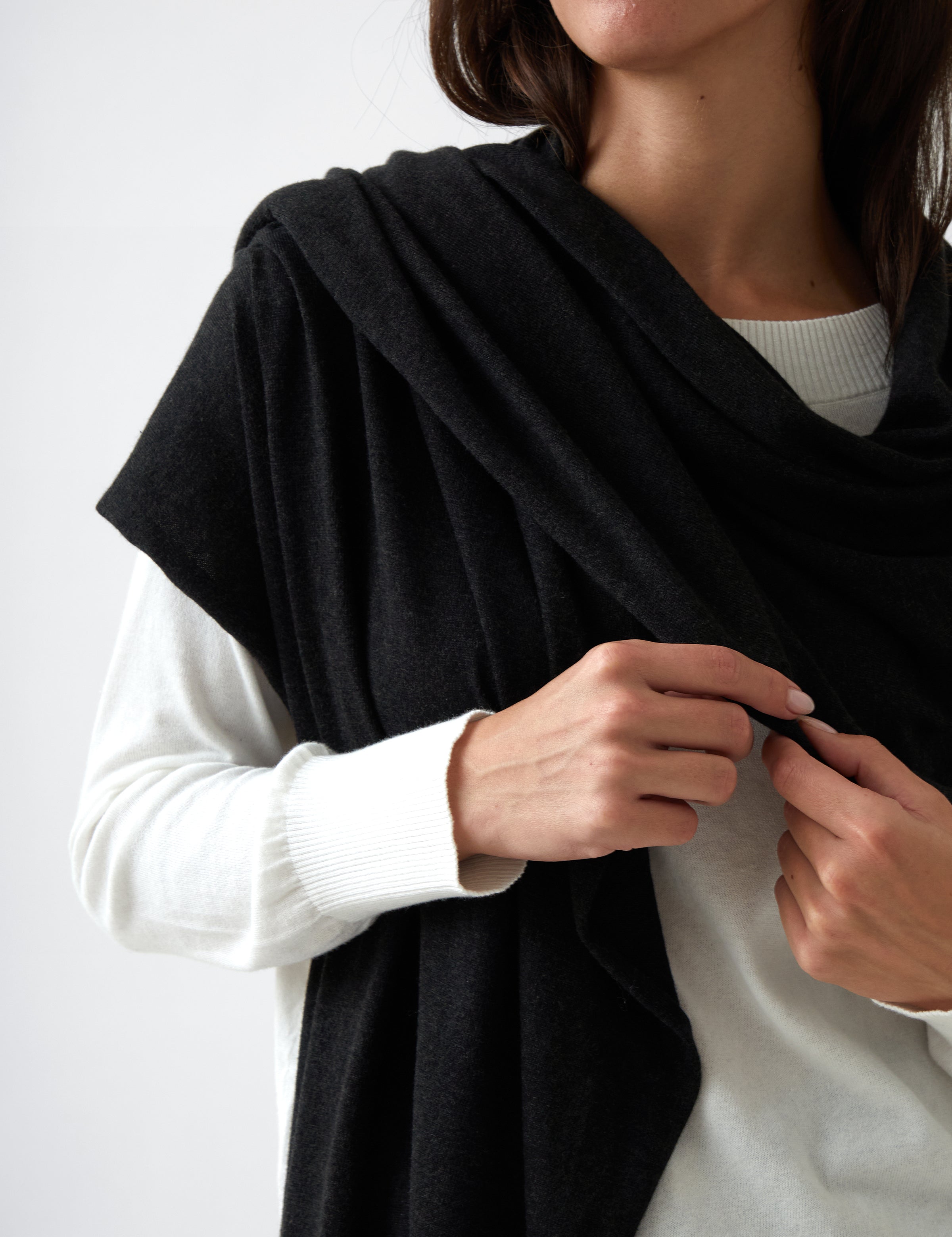 Cotton Cashmere Scarf | Black-2