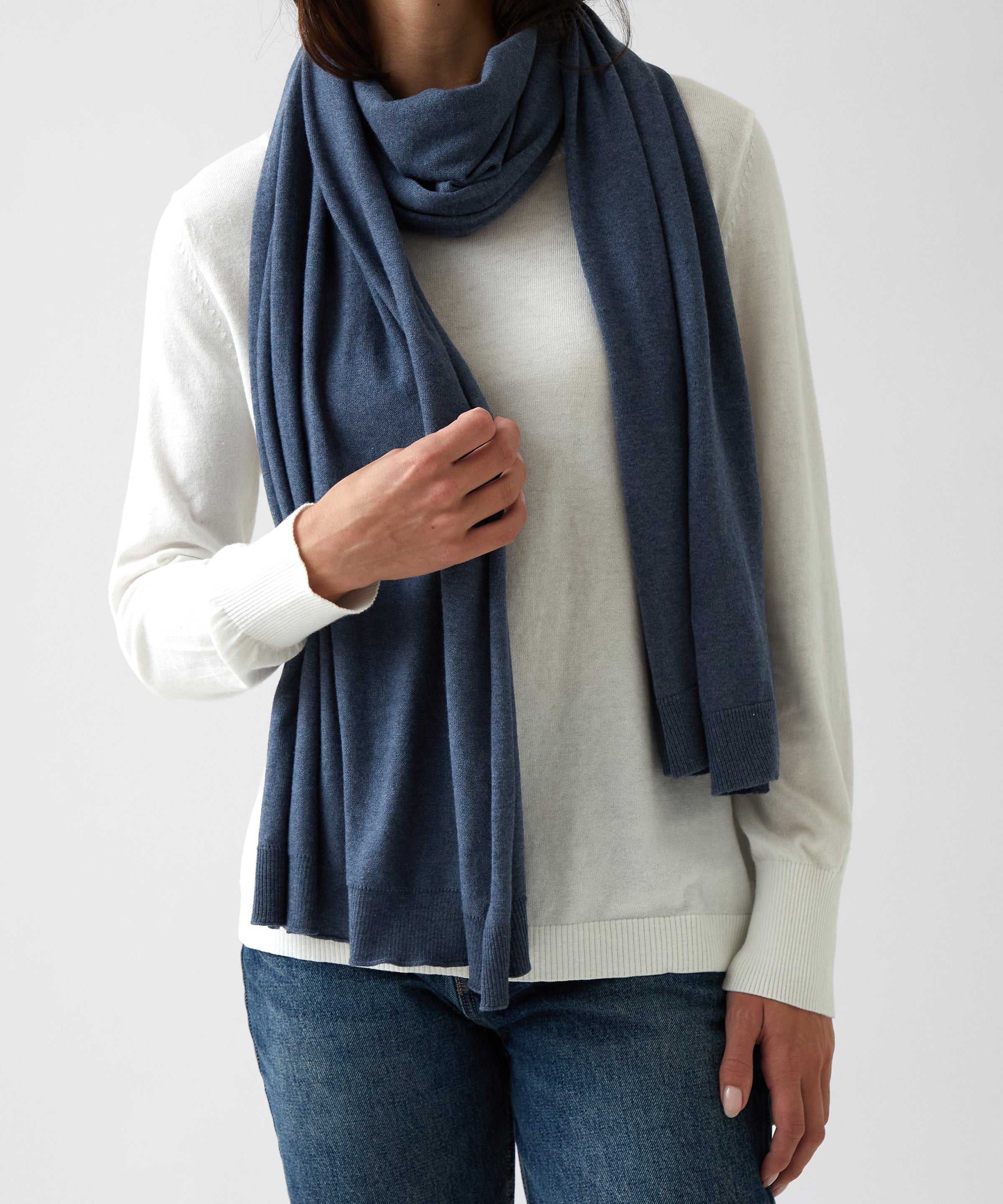 Cotton Cashmere Scarf | Blue-1