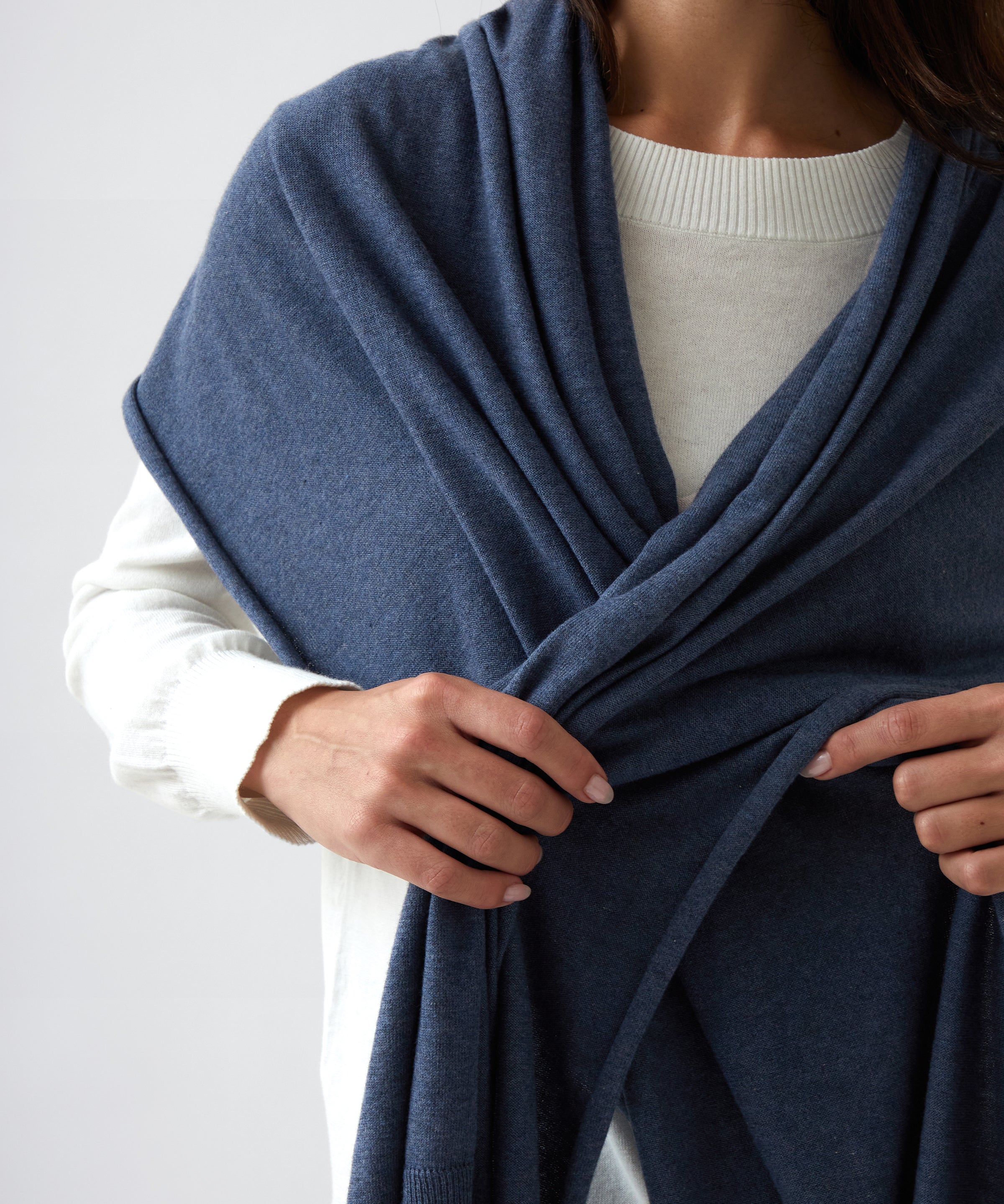 Cotton Cashmere Scarf | Blue-2