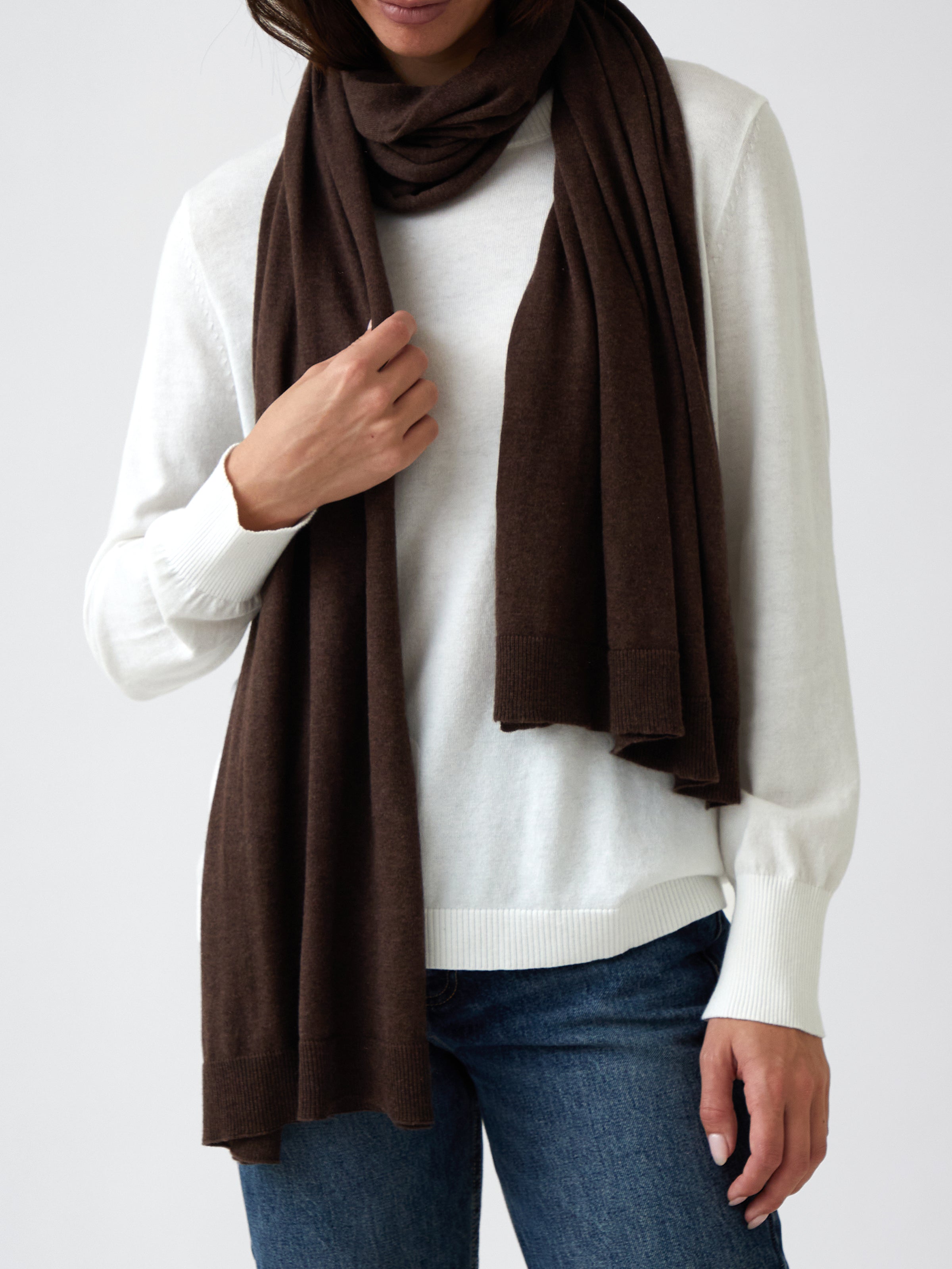 Cotton Cashmere Scarf | Cocoa-1