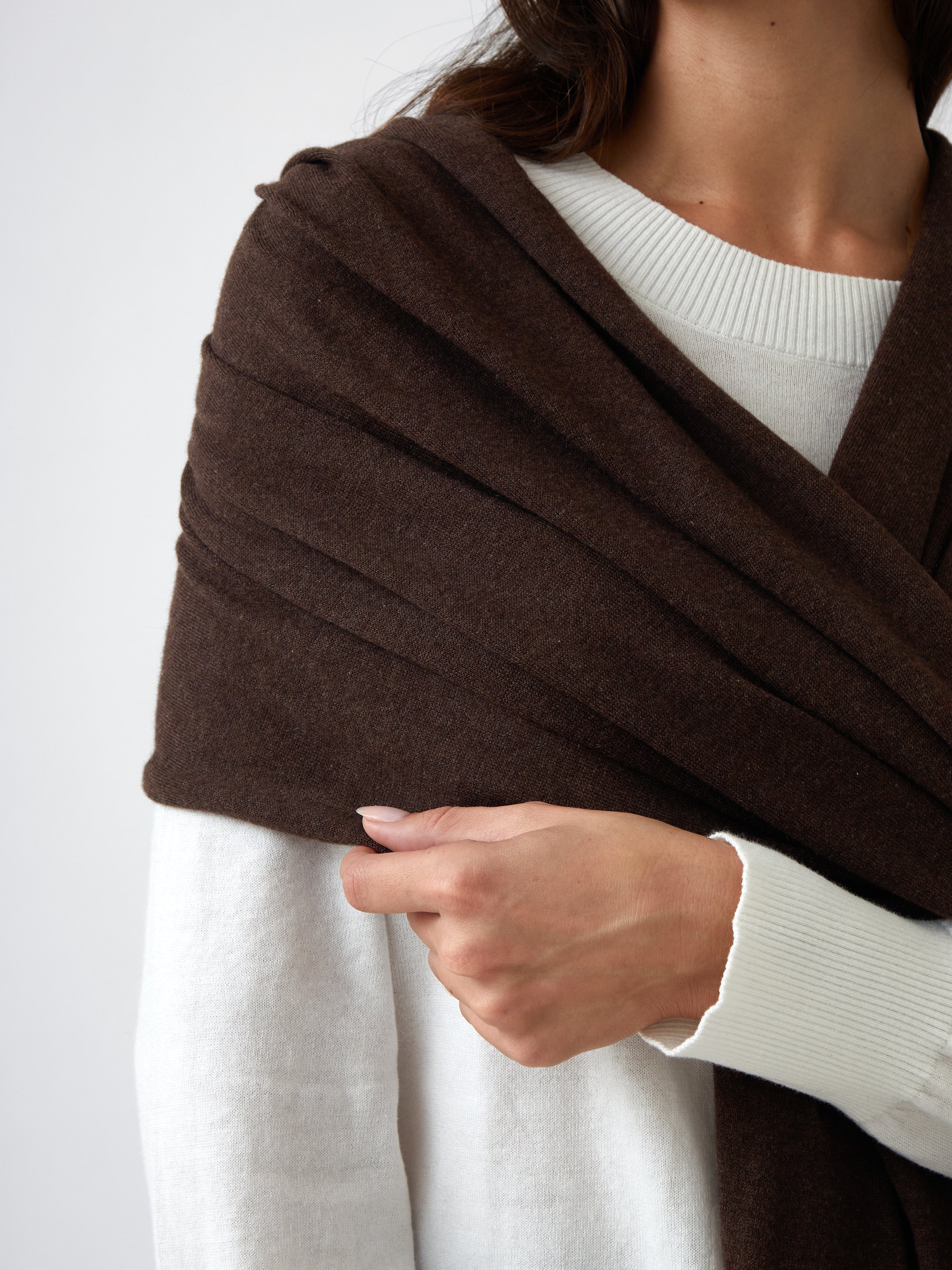 Cotton Cashmere Scarf | Cocoa-2
