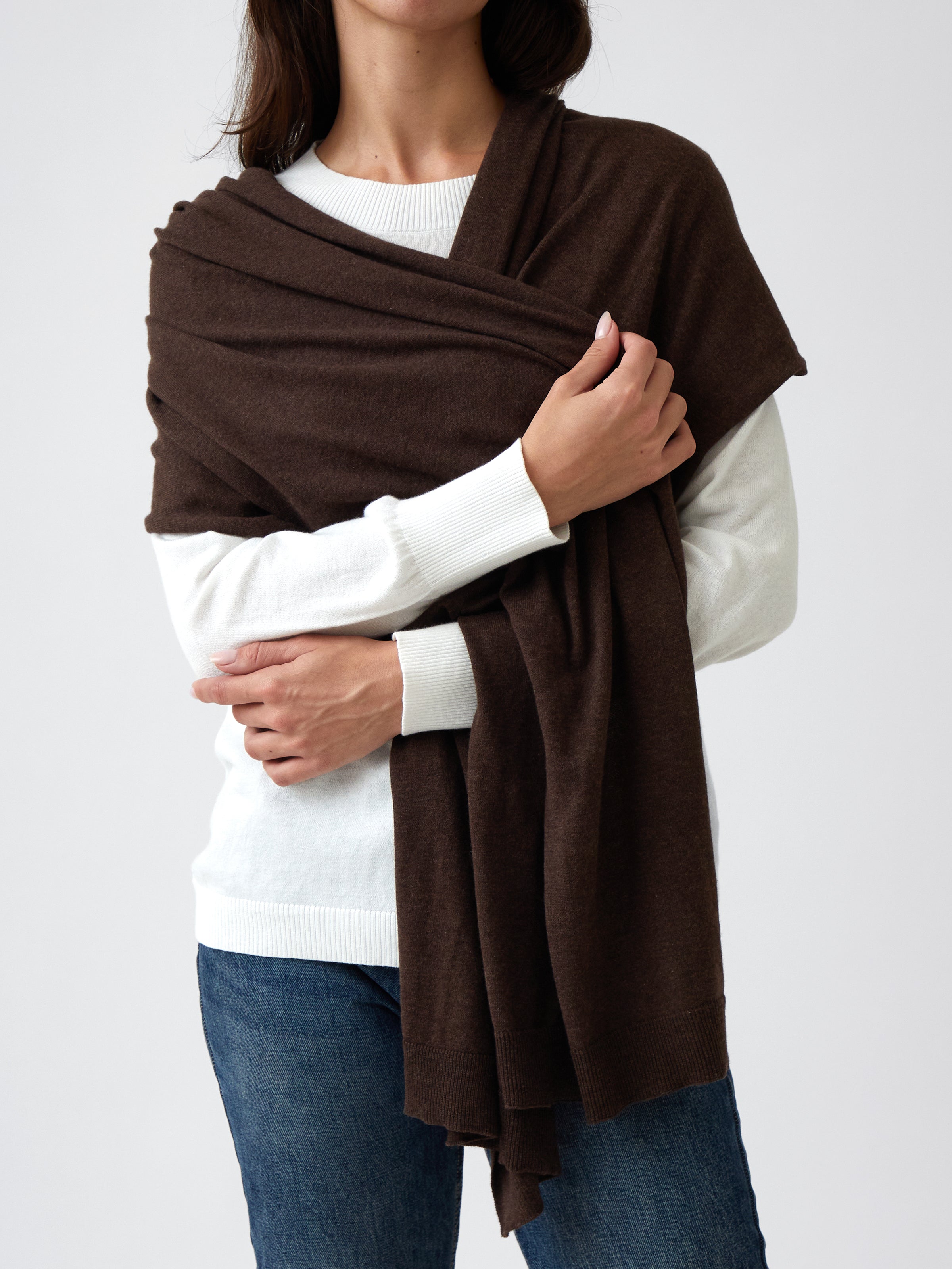 Cotton Cashmere Scarf | Cocoa-3