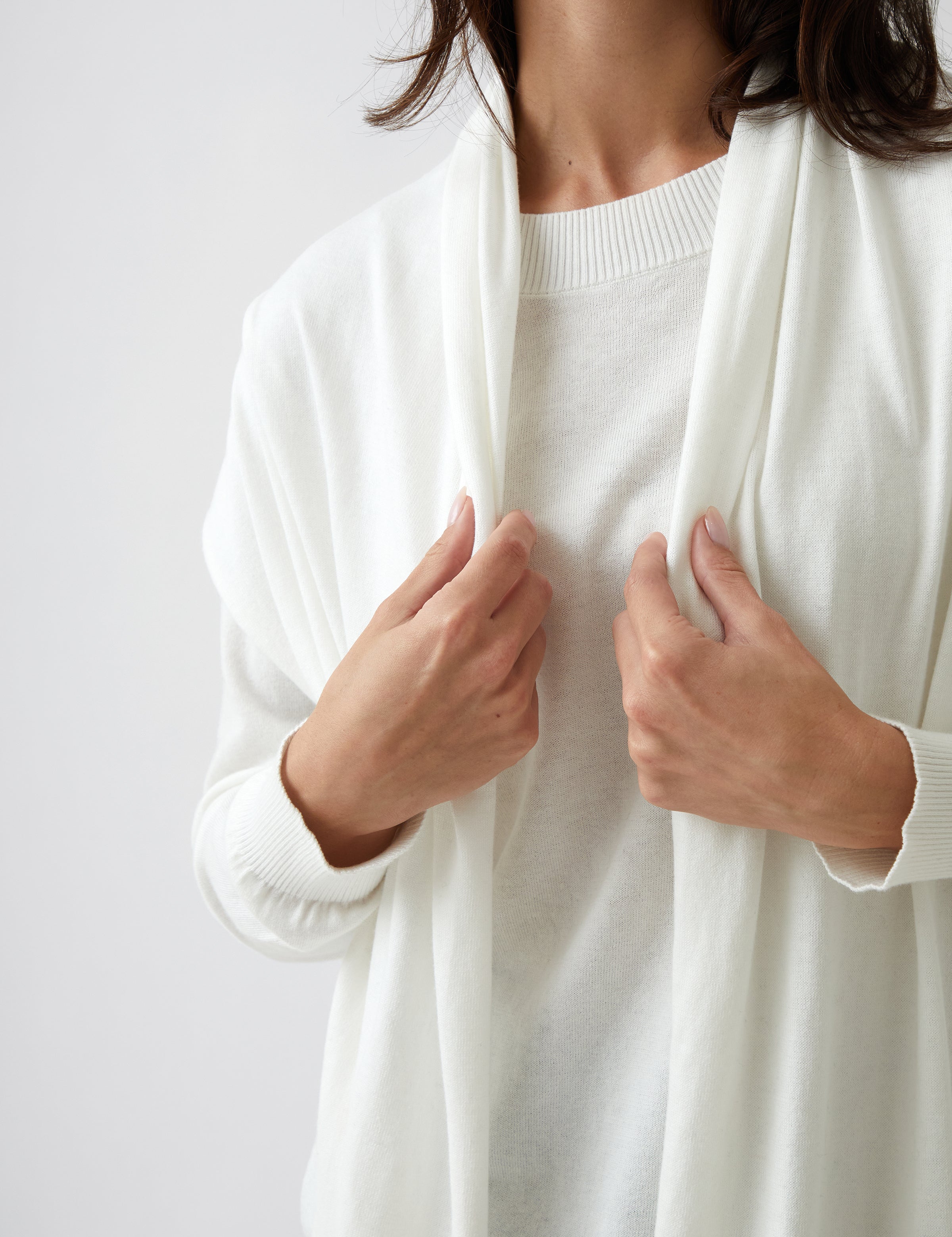 Cotton Cashmere Scarf | Ivory-2