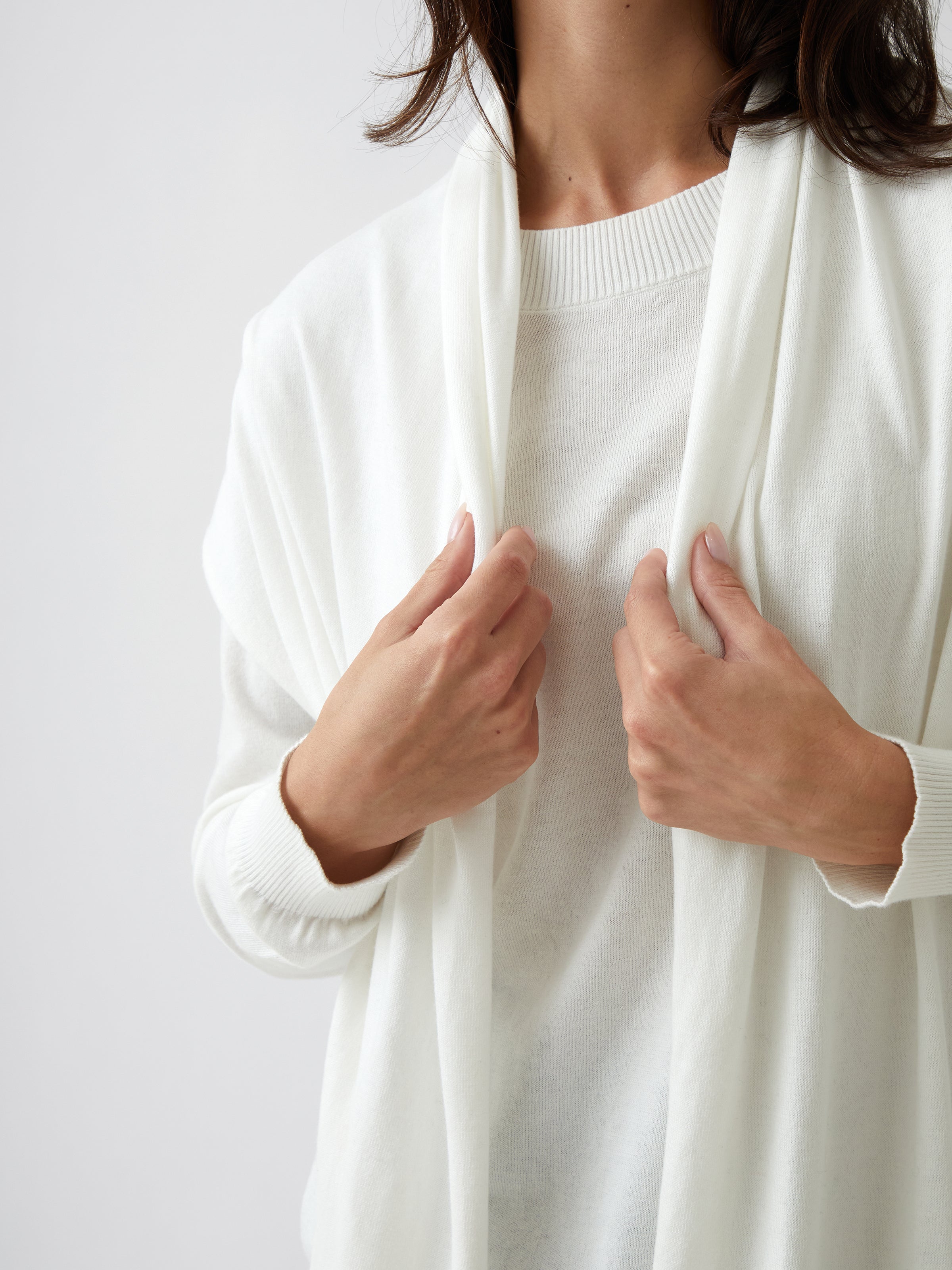 Cotton Cashmere Scarf | Ivory-2