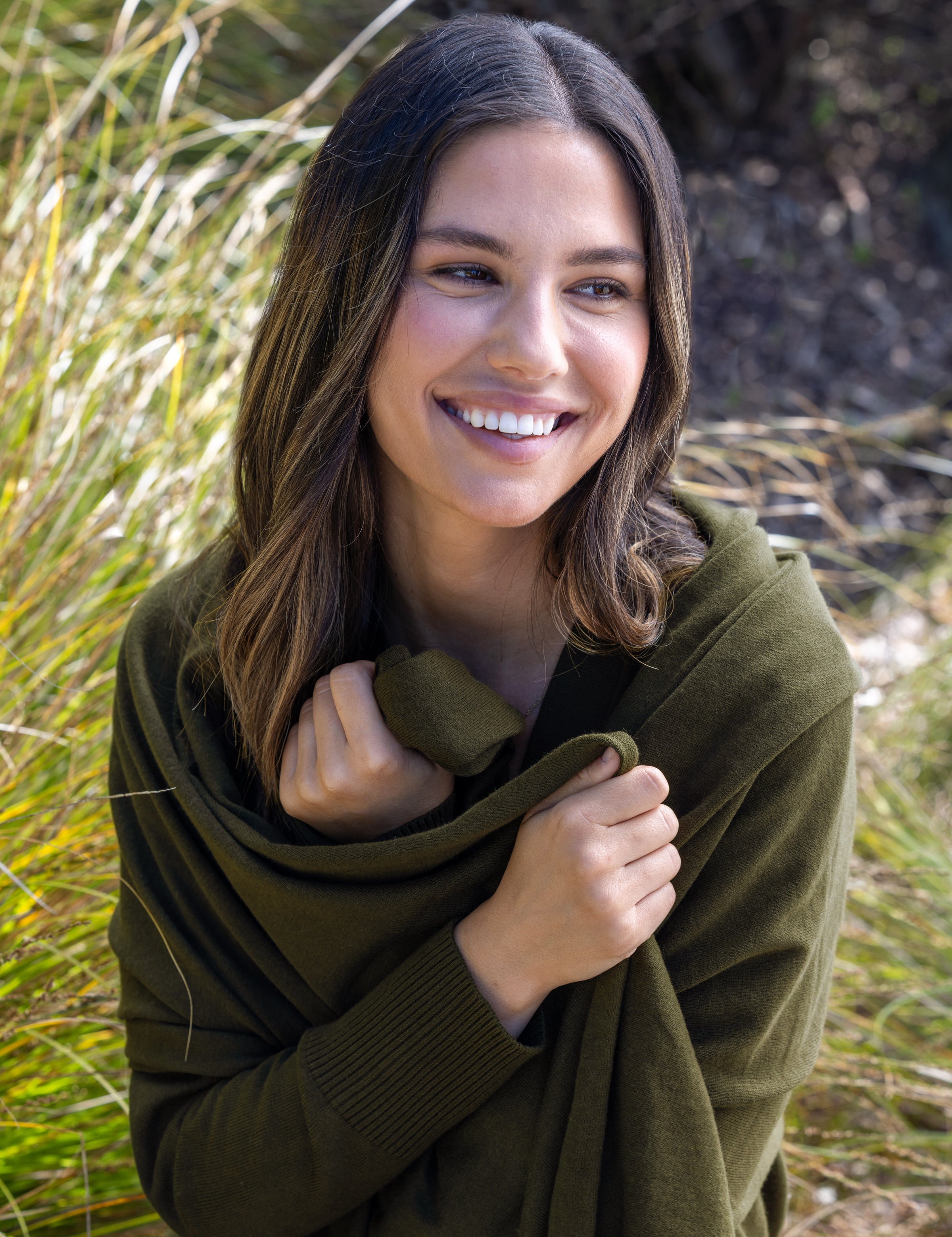 Cotton Cashmere Scarf | Olive-4