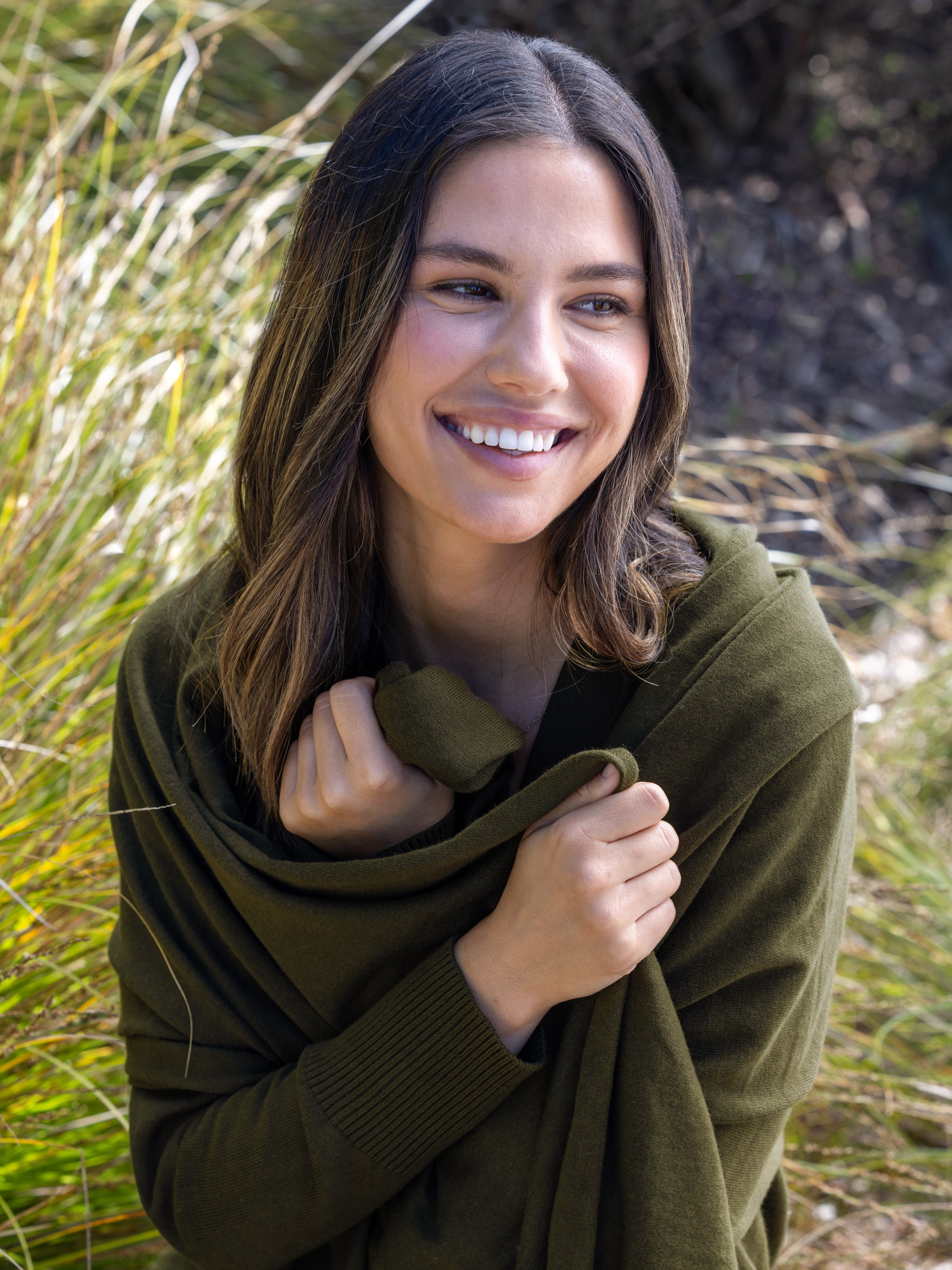 Cotton Cashmere Scarf | Olive-4