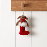 Dog in Stocking Wool Decoration | Red-1