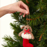 Dog in Stocking Wool Decoration | Red-2