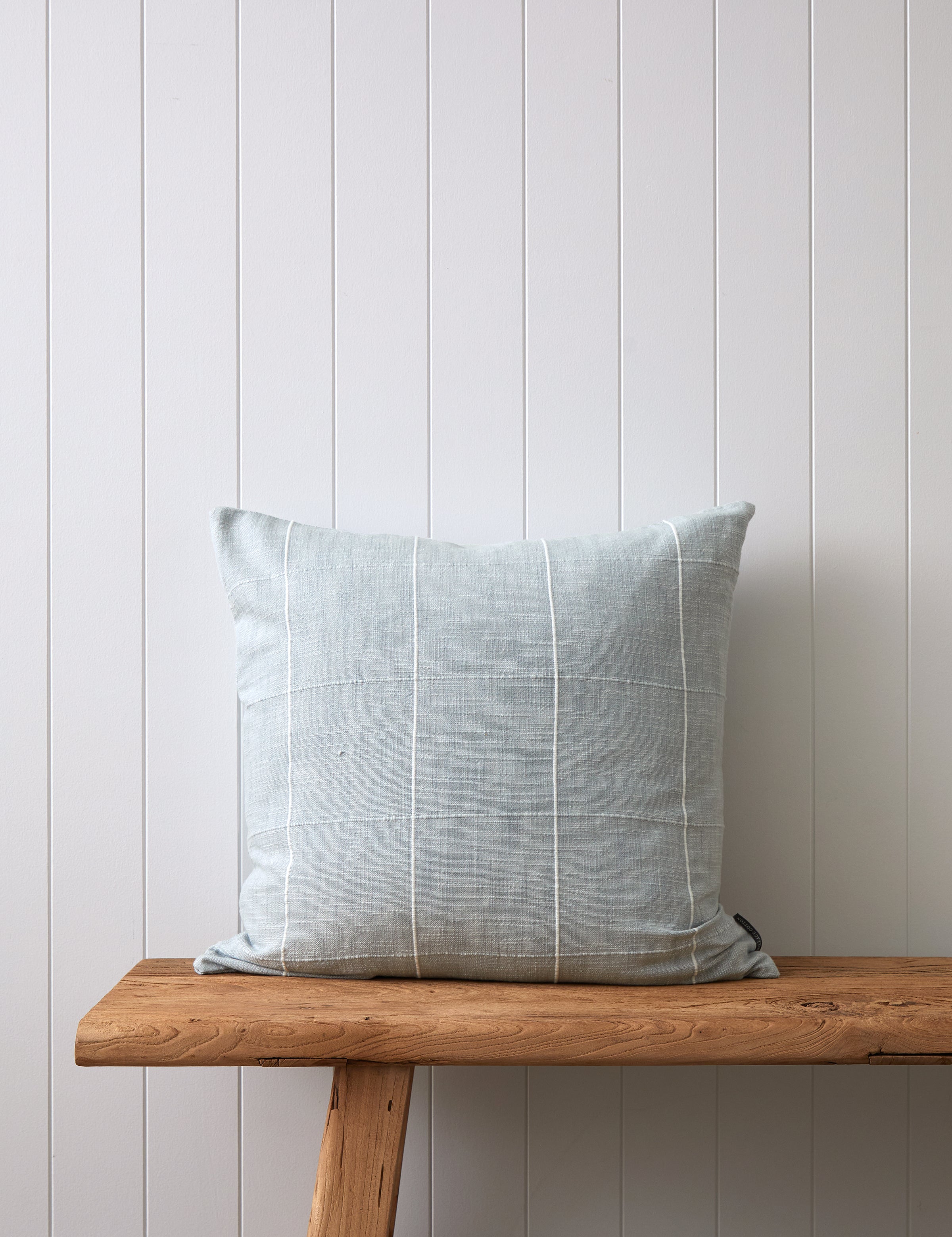 Echo Large Square Cushion Cover | Blue Check-1
