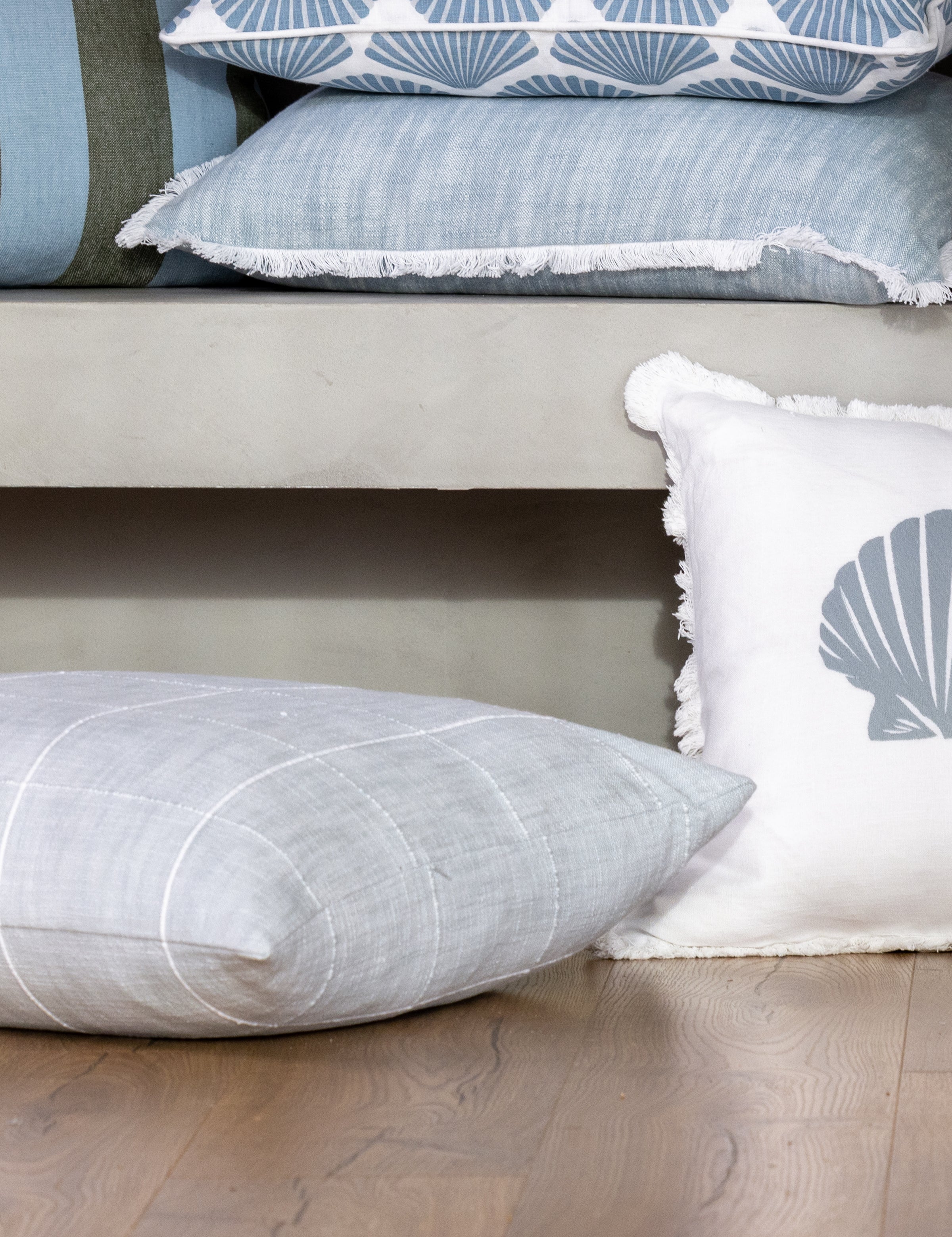 Echo Large Square Cushion Cover | Blue Check-2