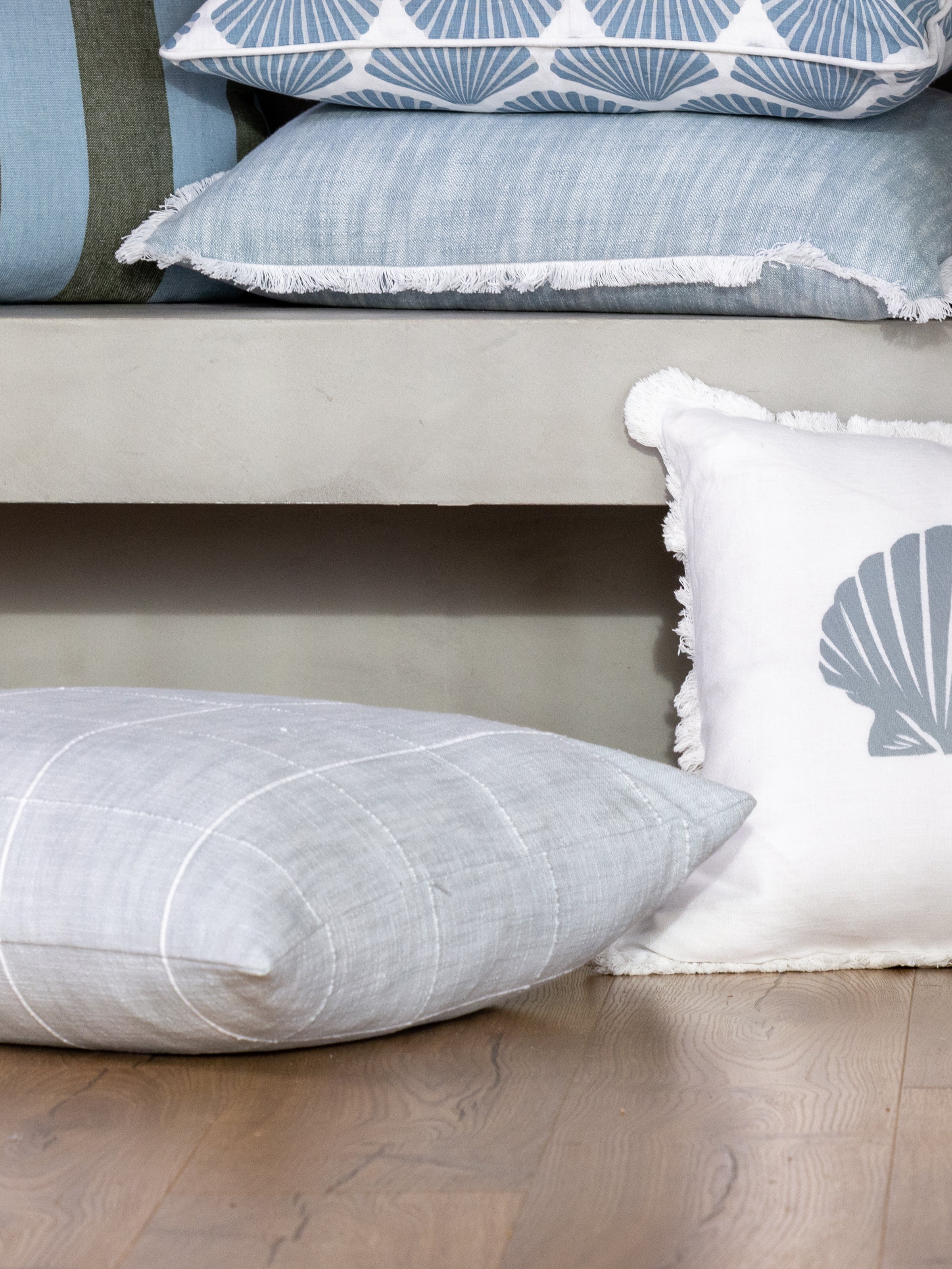 Echo Large Square Cushion Cover | Blue Check-2