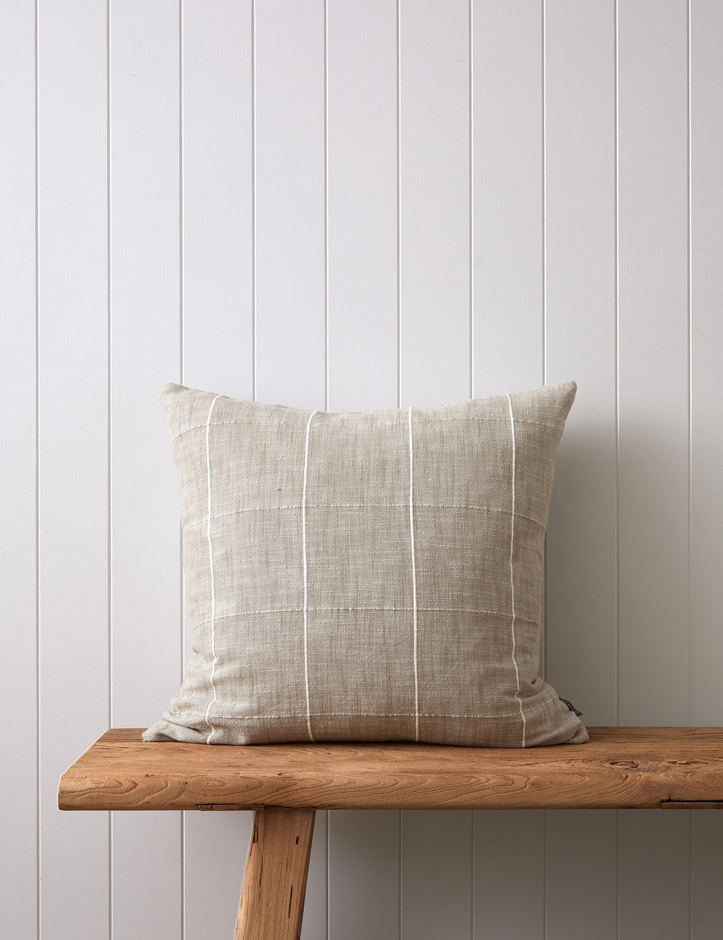 Echo Large Square Cushion Cover | Natural Check-1