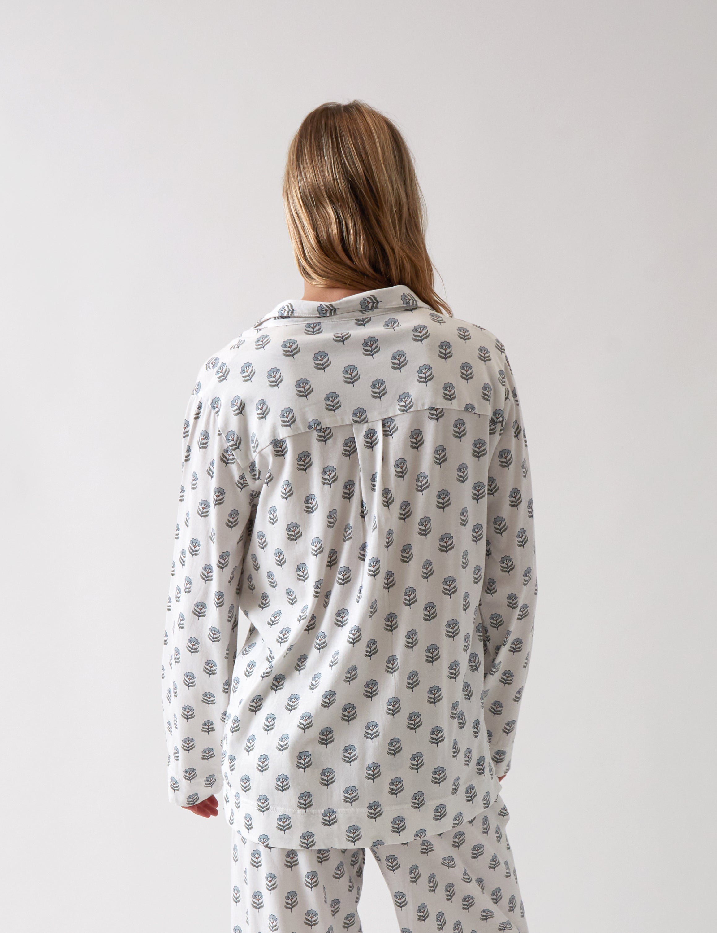 Eloise Organic Cotton Knit PJ Shirt | Floral-4