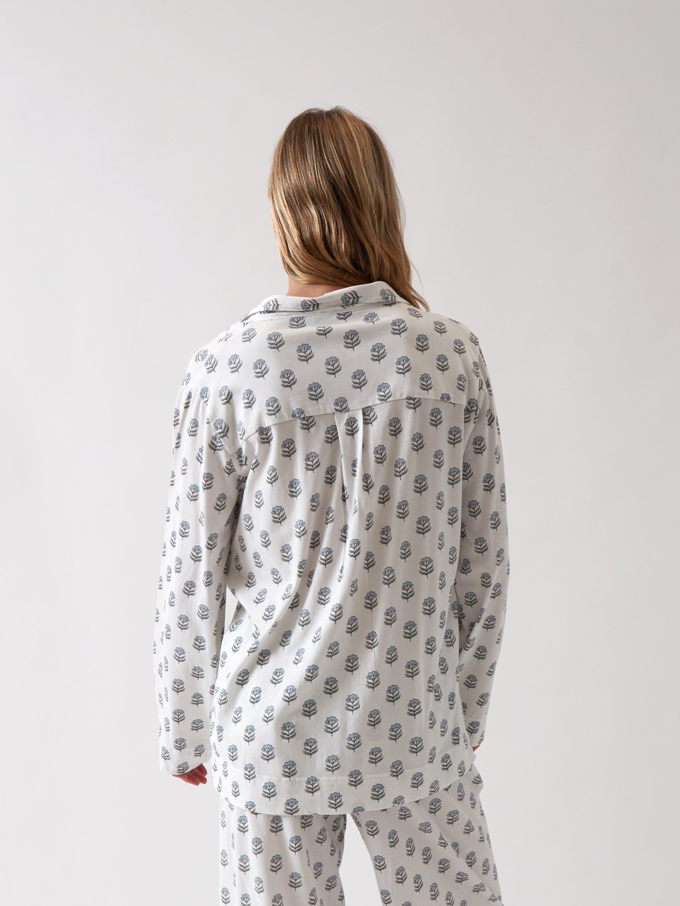 Eloise Organic Cotton Knit PJ Shirt | Floral-4