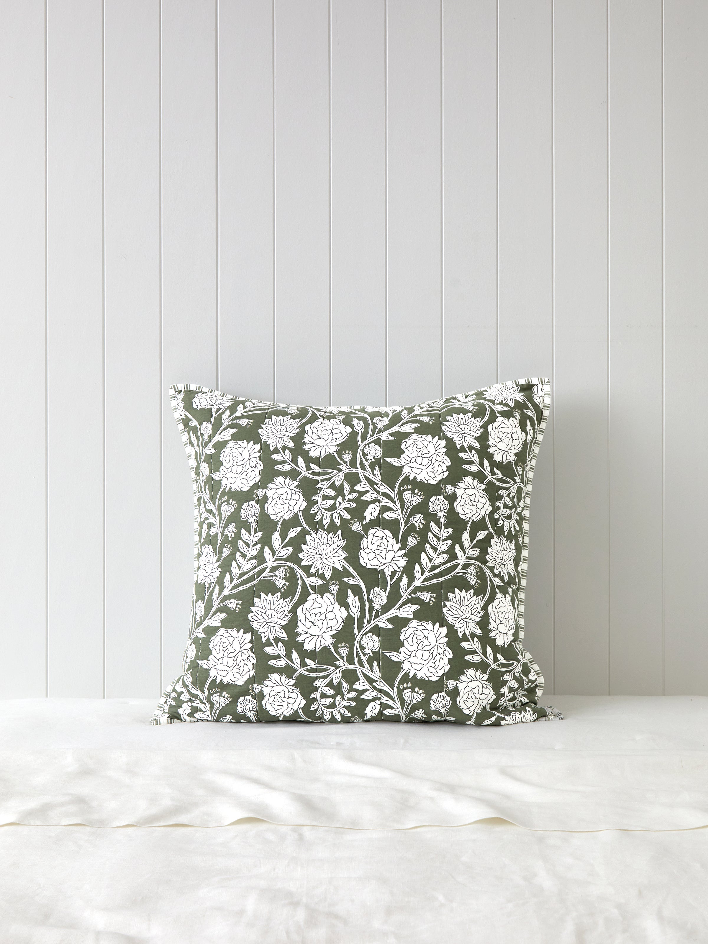 Elora European Pillowcase | Green Floral-1