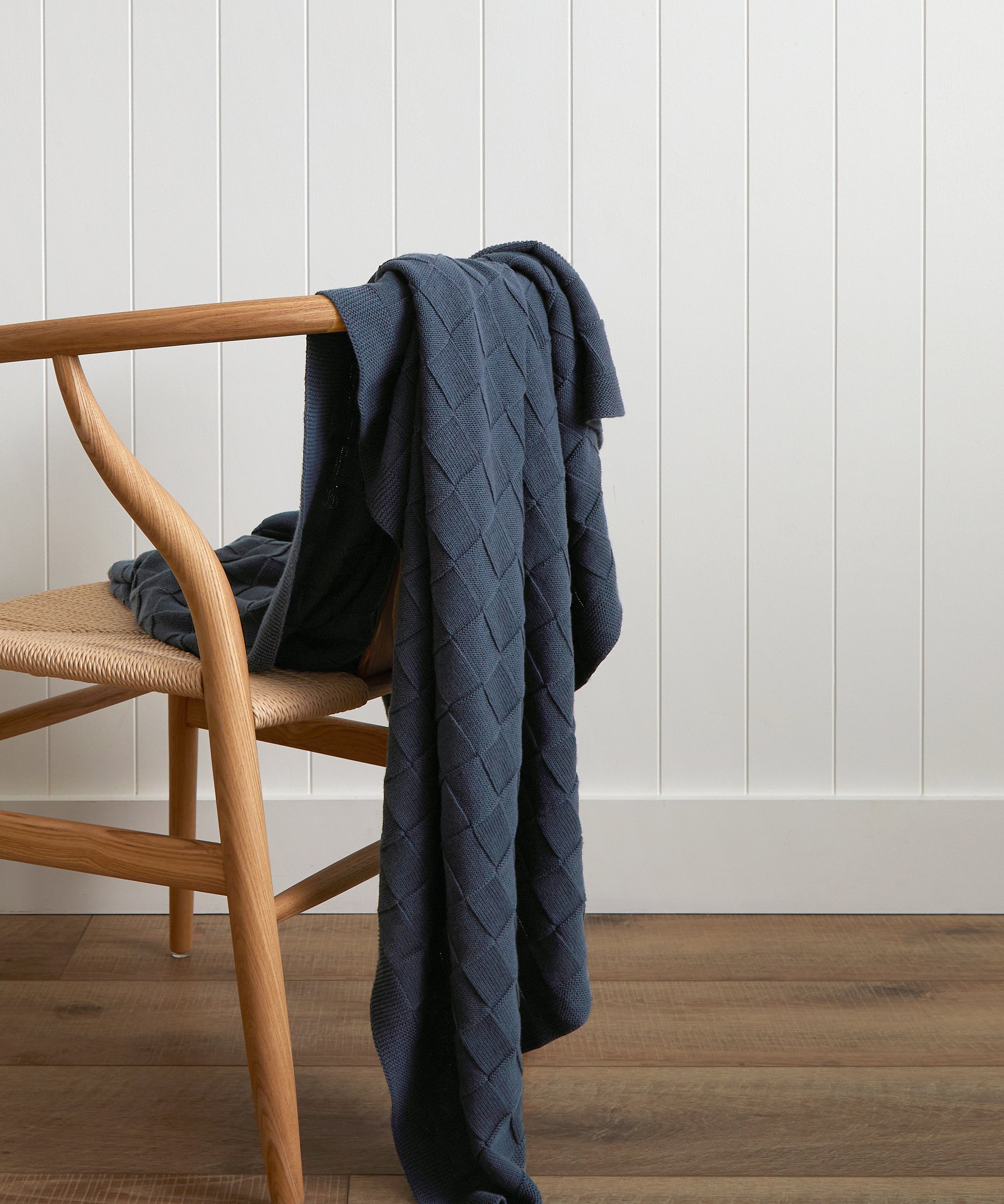 Entwine Cotton Throw | Blue-1
