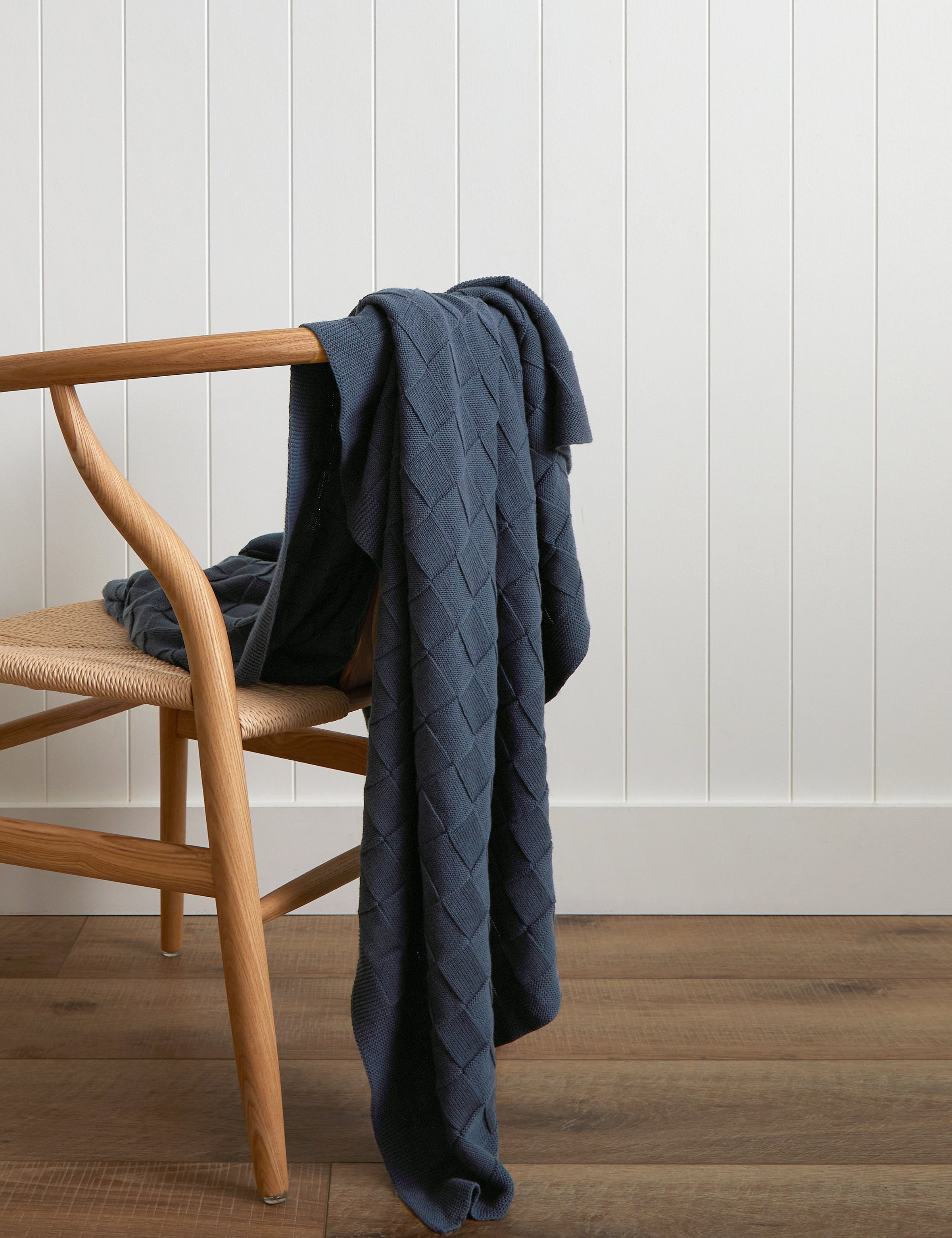 Entwine Cotton Throw | Blue-1