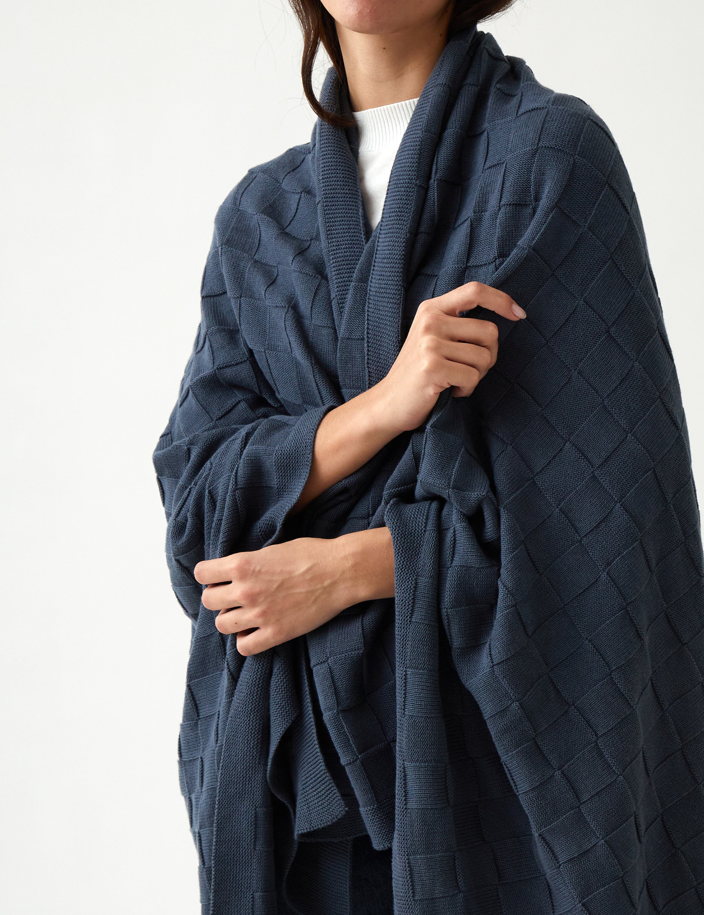 Entwine Cotton Throw | Blue-2