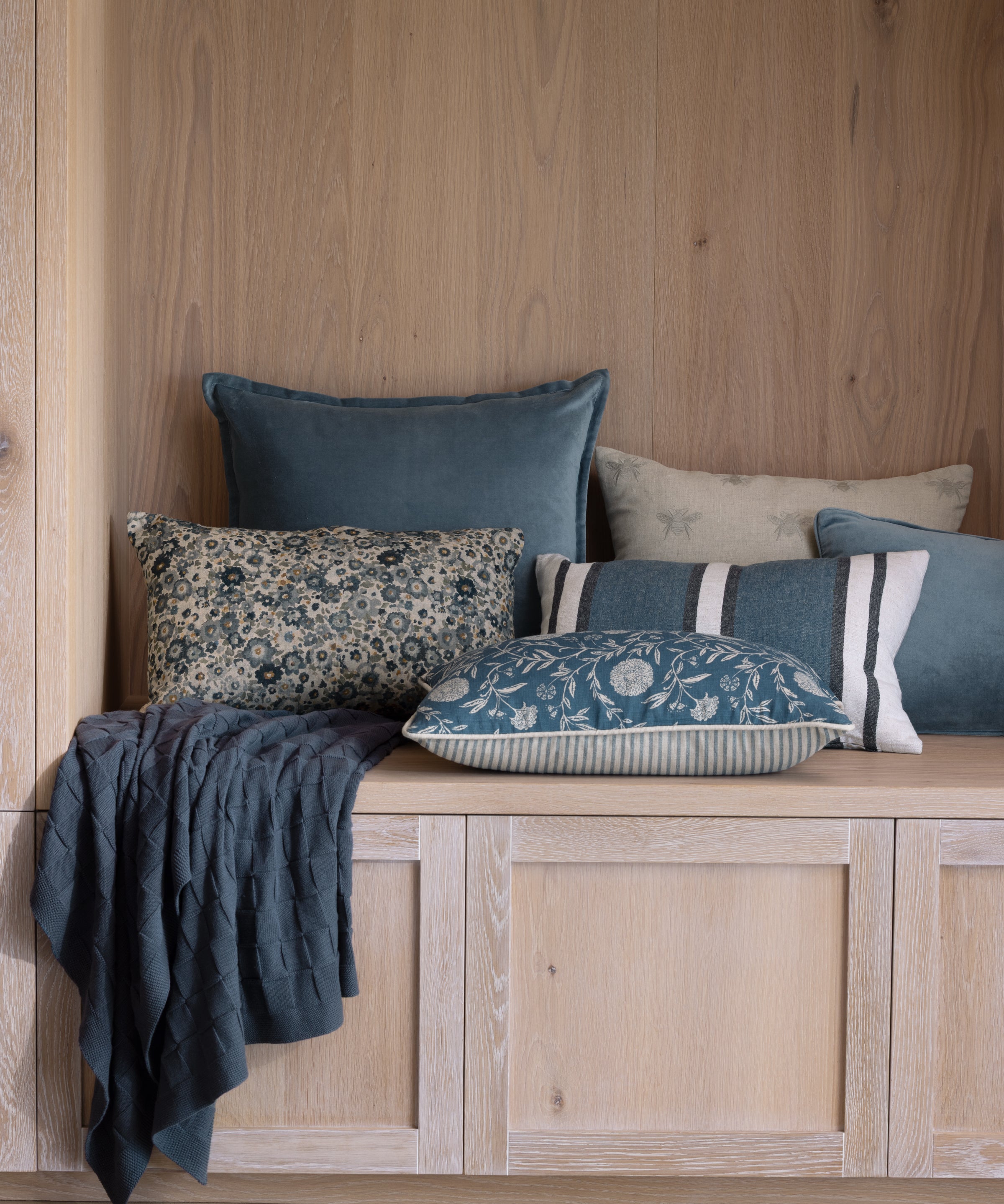 Entwine Cotton Throw | Blue-4