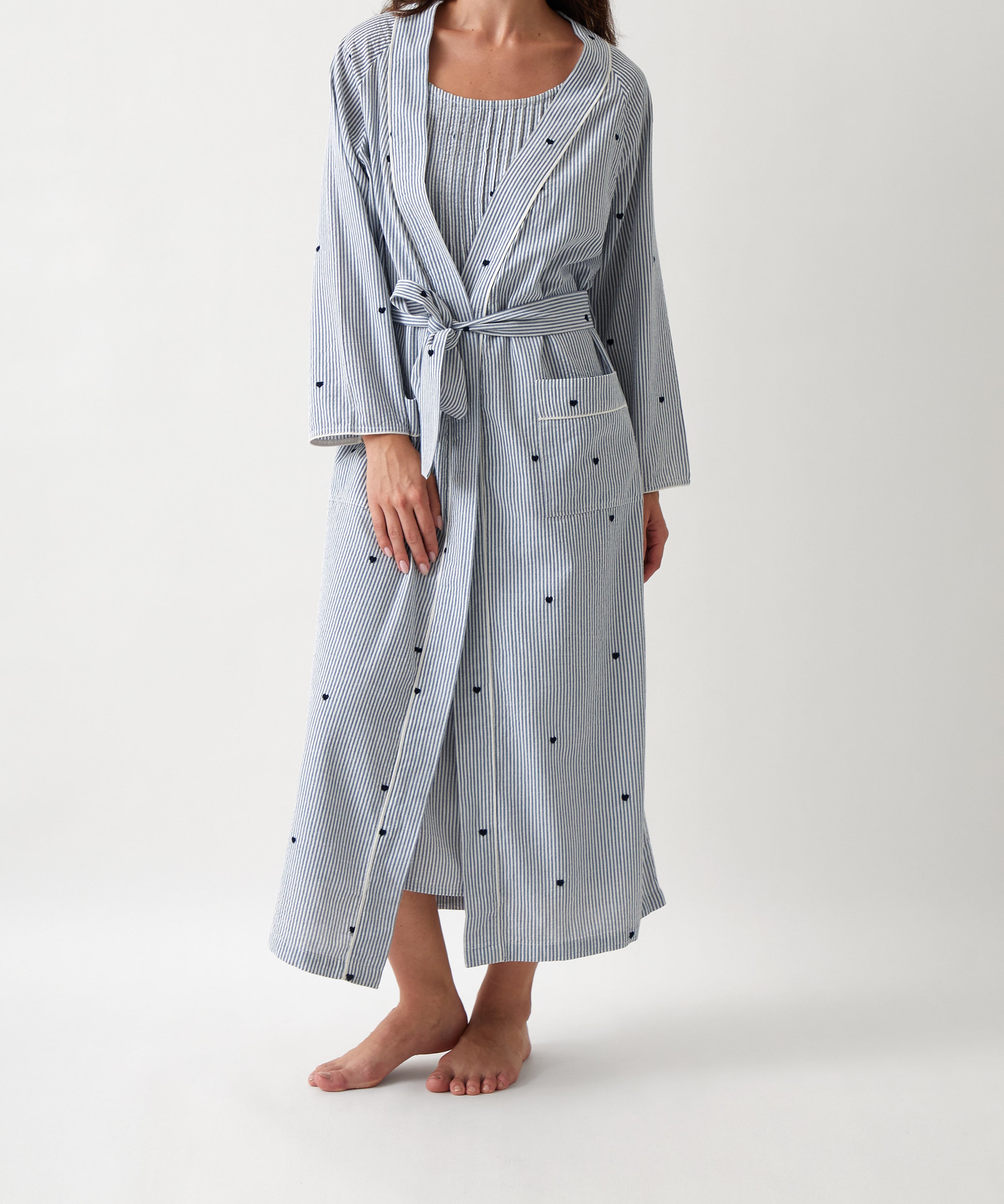 Esme Full Length Robe | Blue Stripe-1