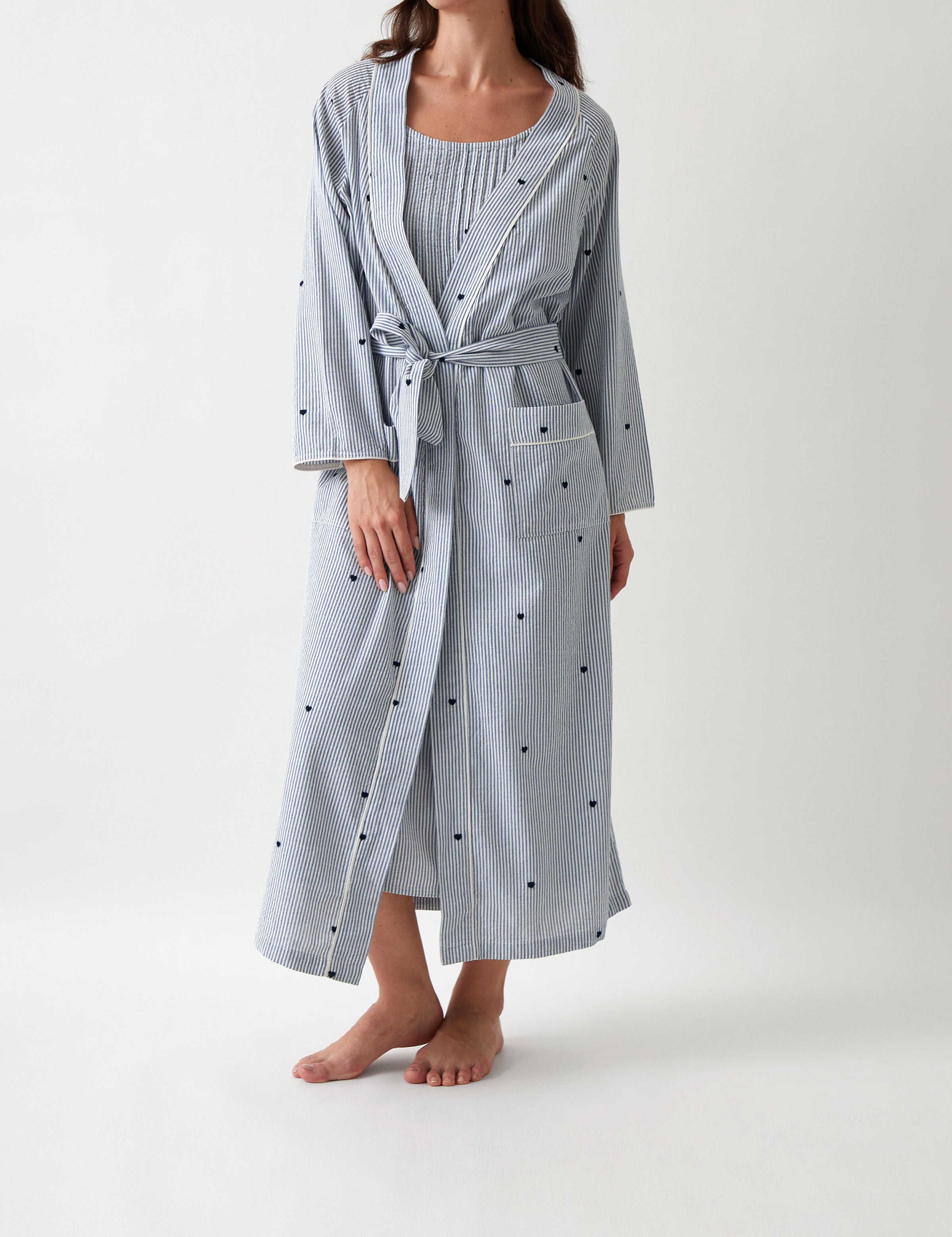Esme Full Length Robe | Blue Stripe-1