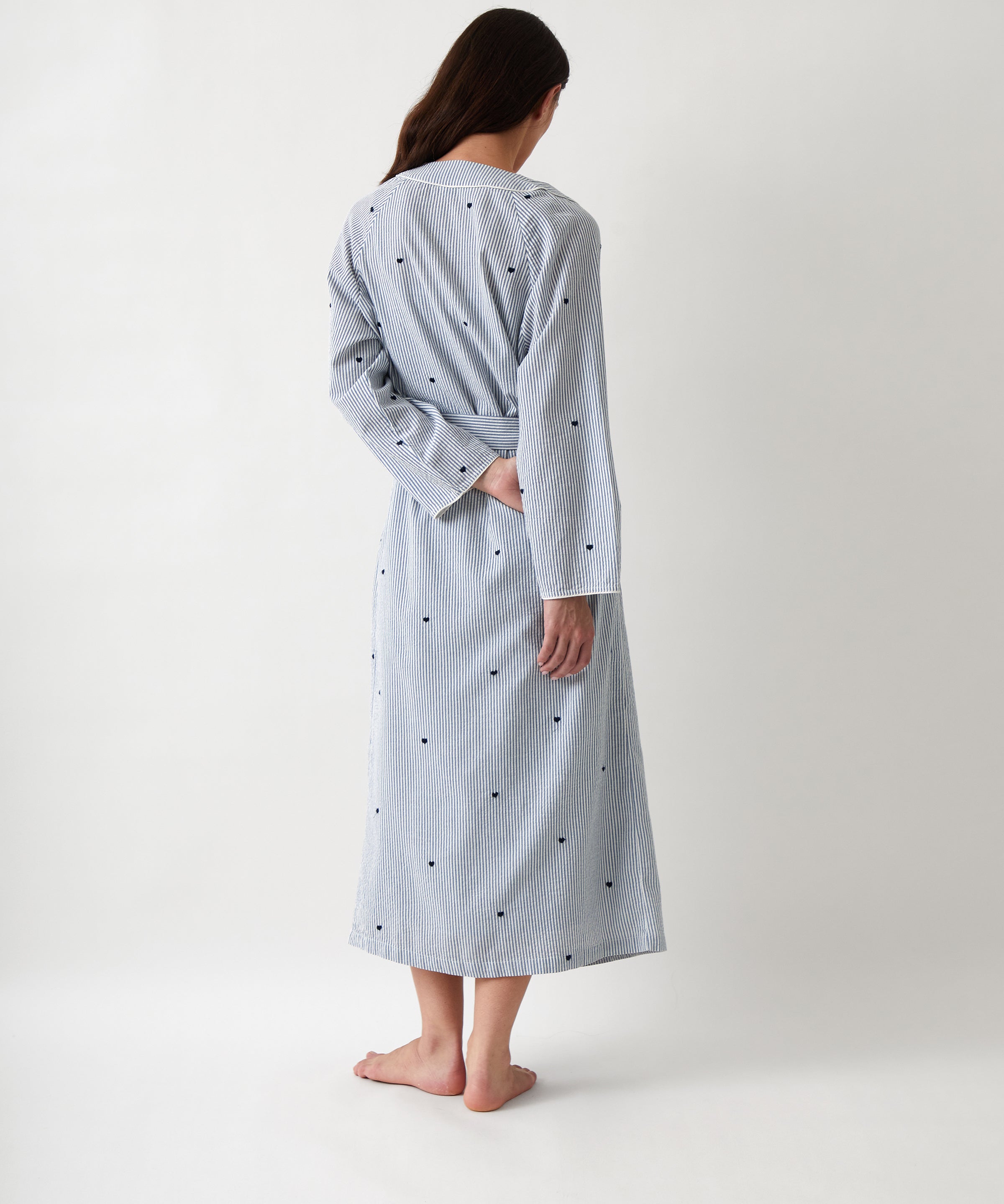 Esme Full Length Robe | Blue Stripe-4