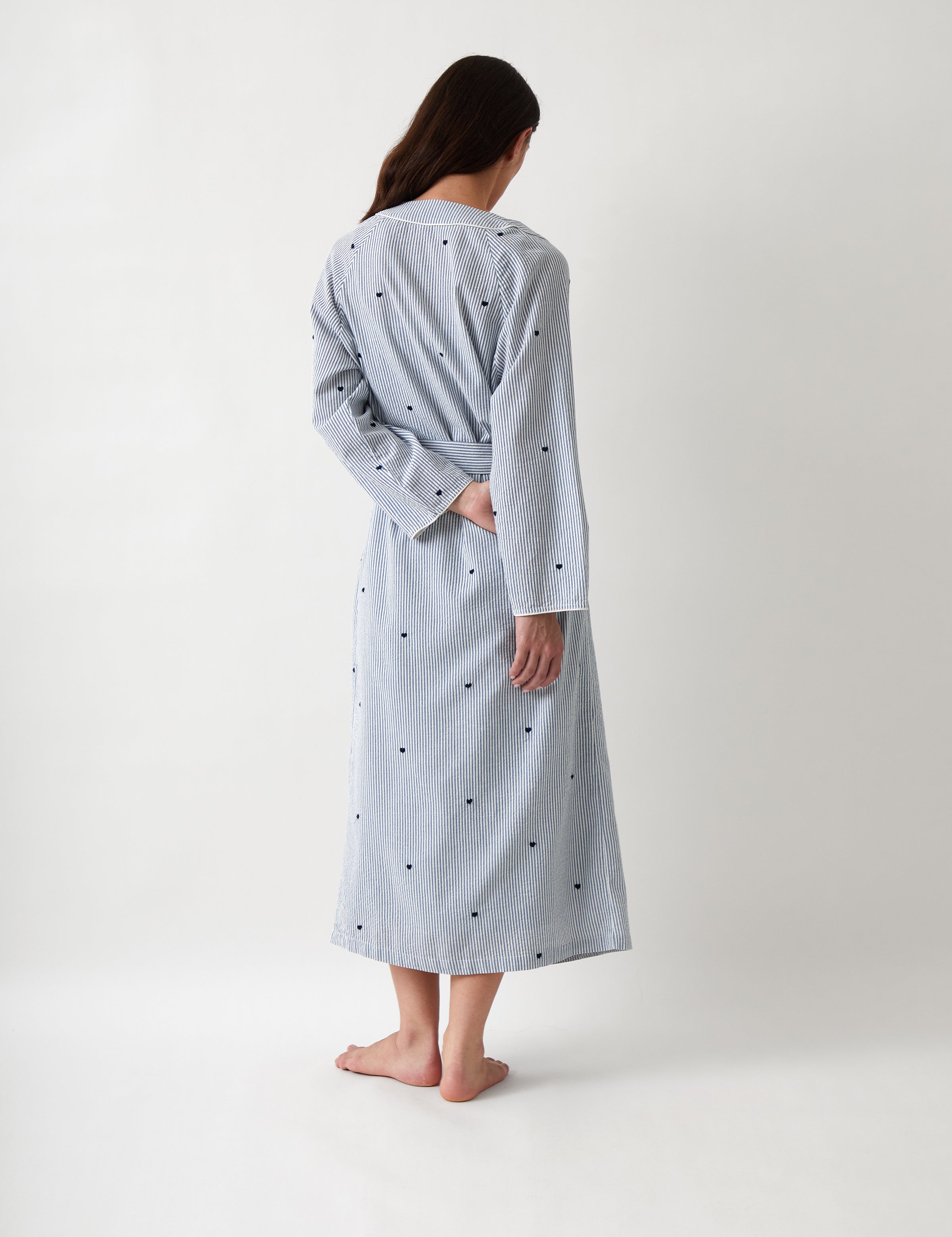 Esme Full Length Robe | Blue Stripe-4