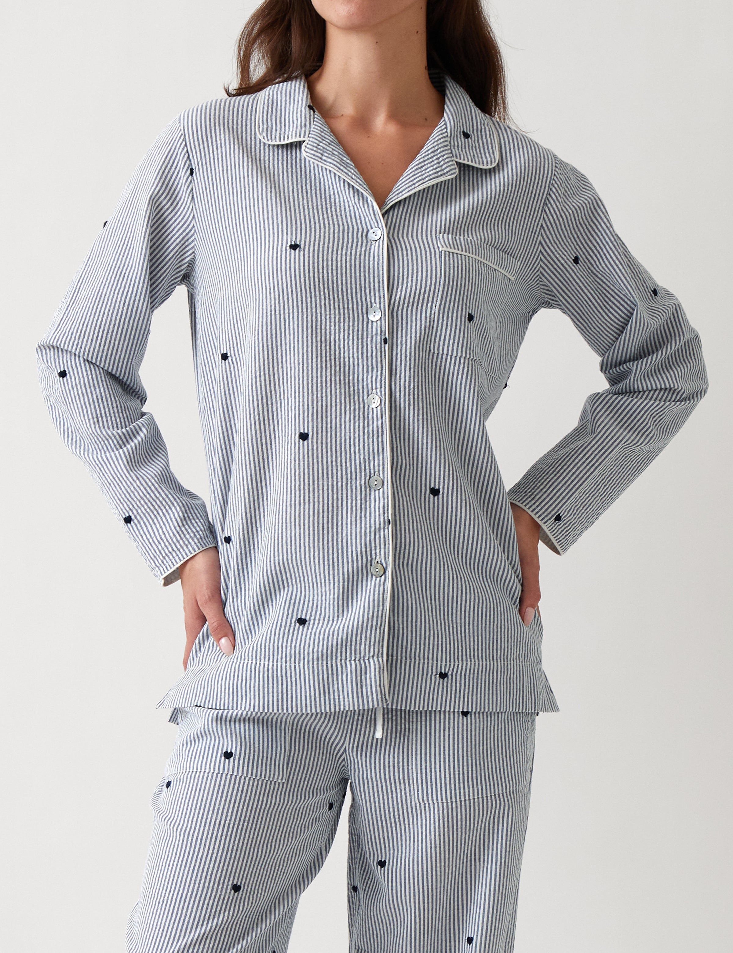 Esme PJ Shirt | Blue Stripe-1