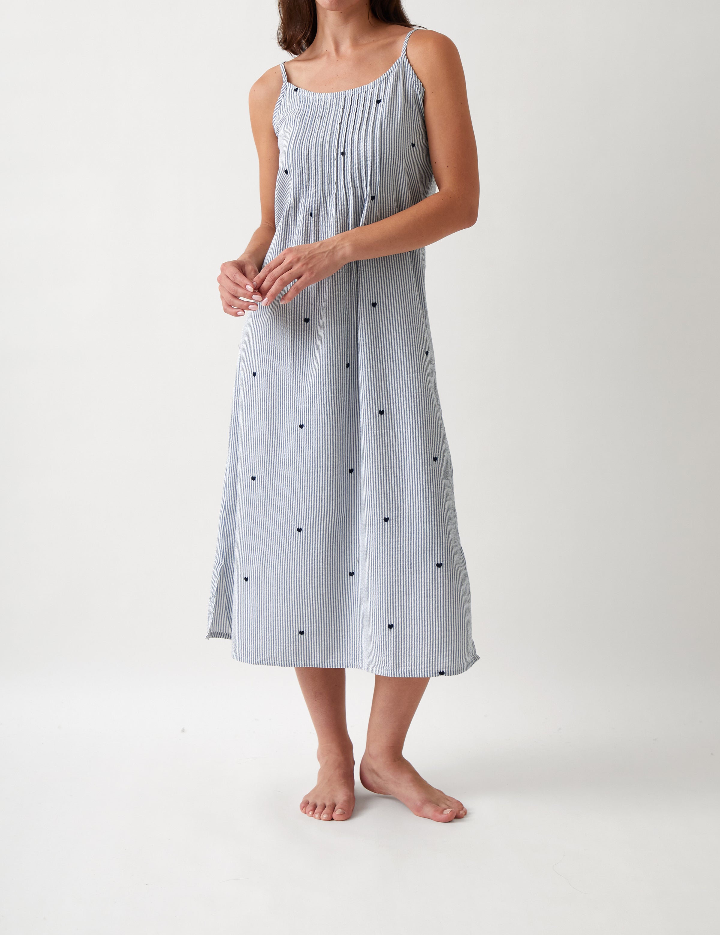 Esme Pintuck Nightie | Blue Stripe-1