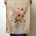 Flower Vase Linen Tea Towel | Multi-2