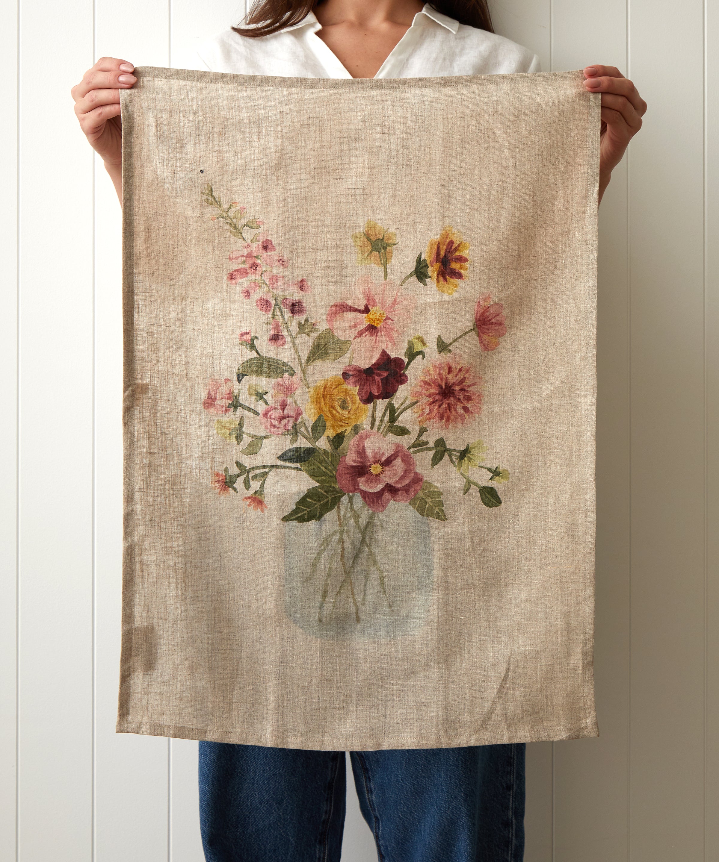 Flower Vase Linen Tea Towel | Multi-2