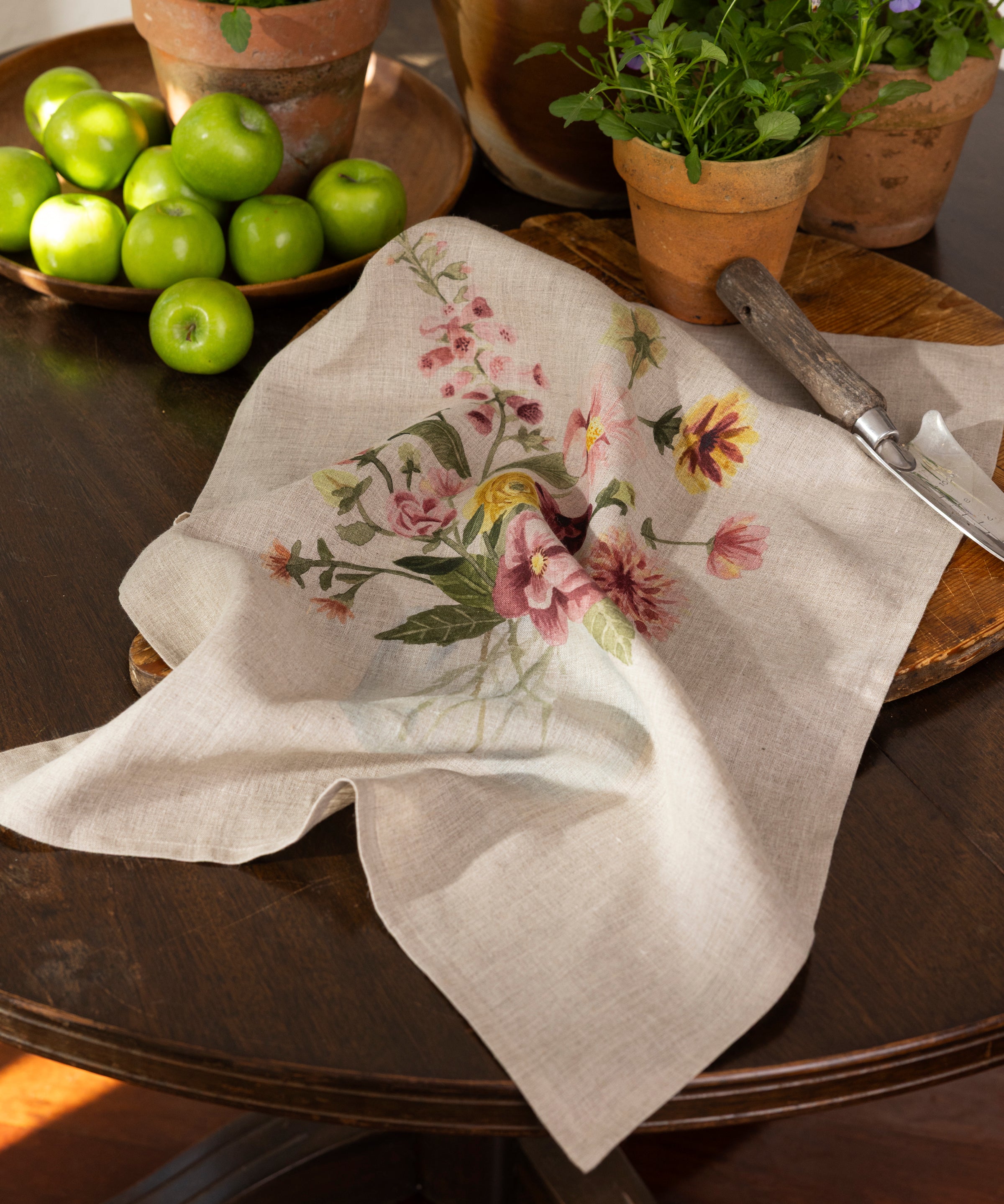 Flower Vase Linen Tea Towel | Multi-3