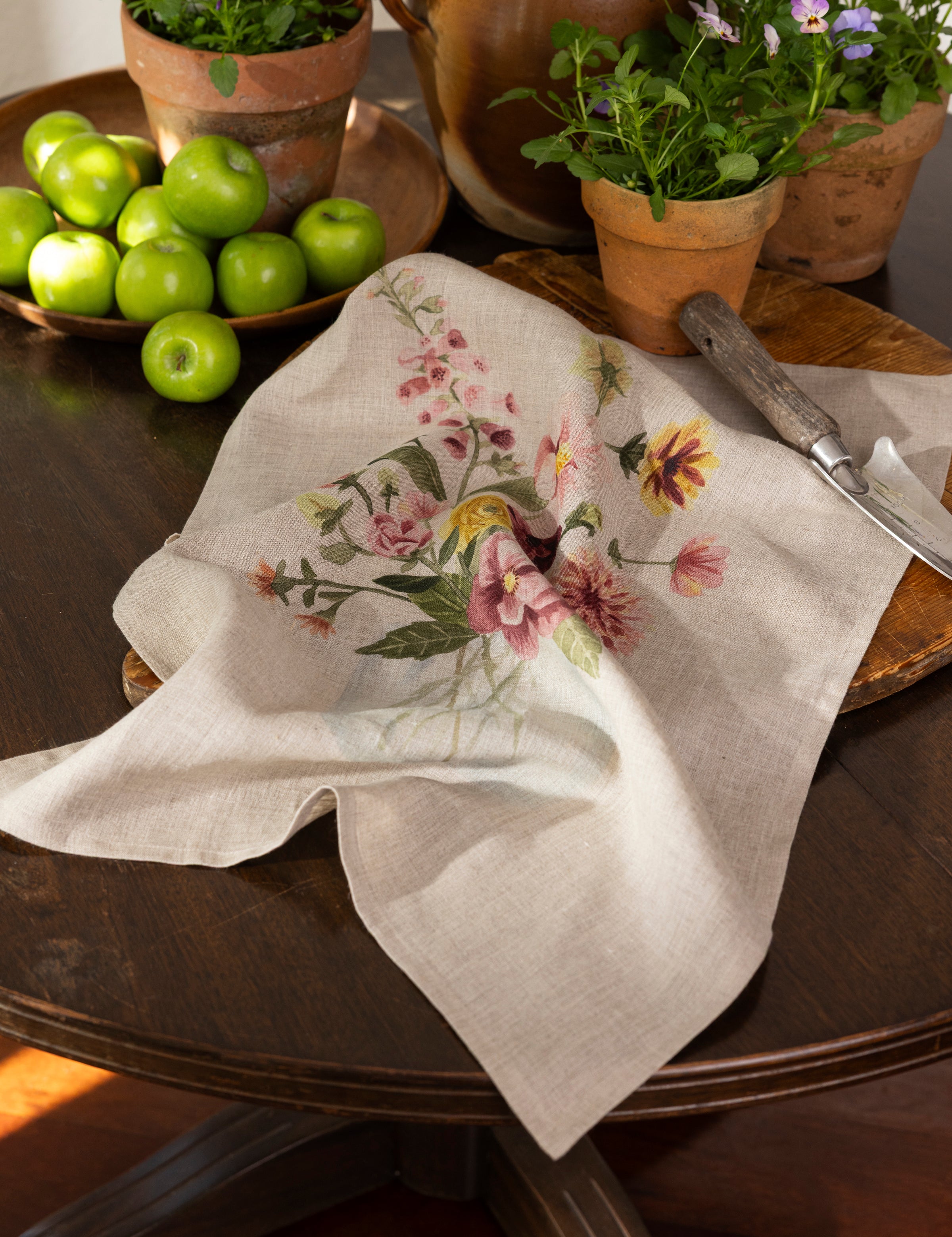 Flower Vase Linen Tea Towel | Multi-3