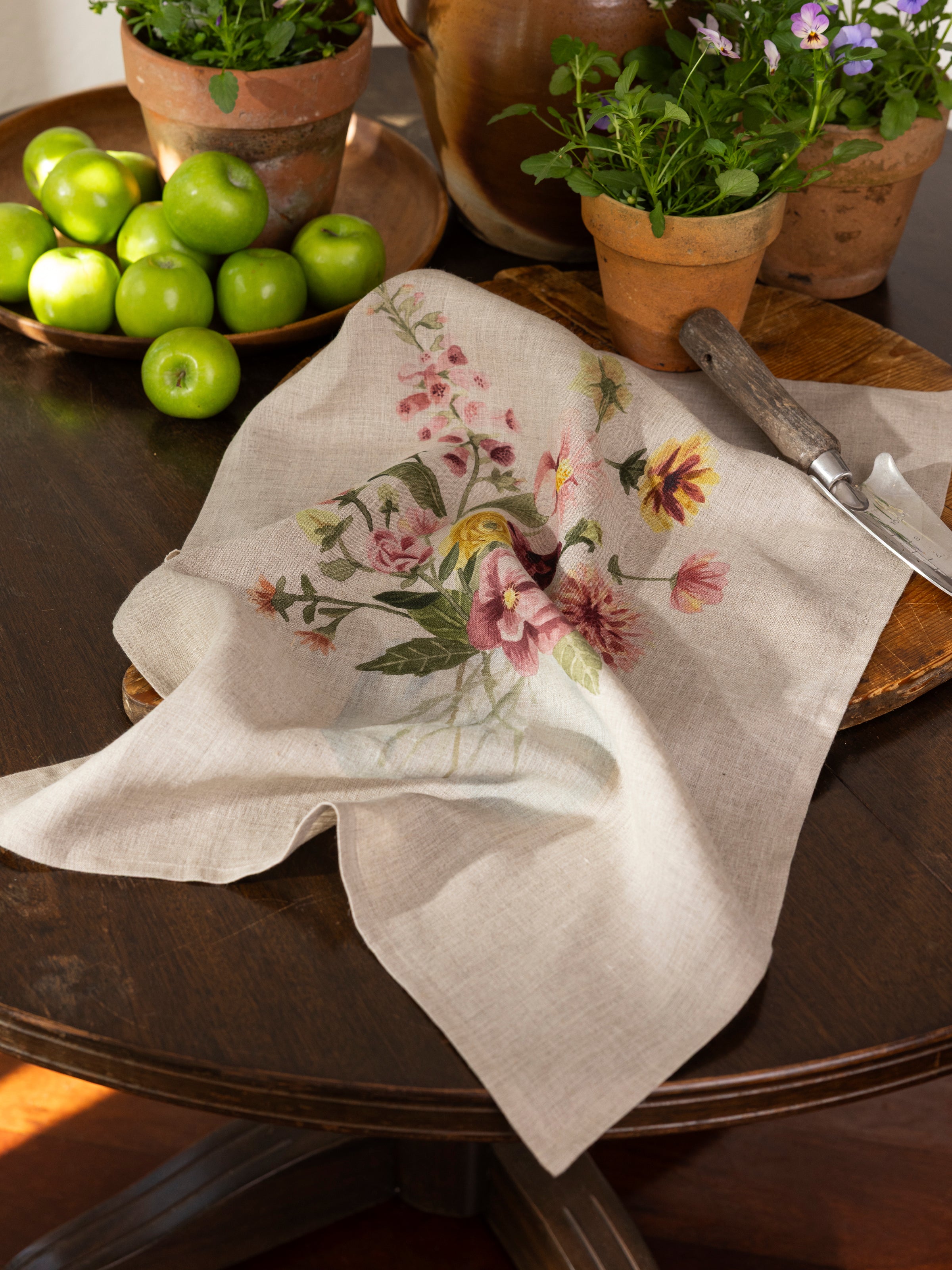 Flower Vase Linen Tea Towel | Multi-3