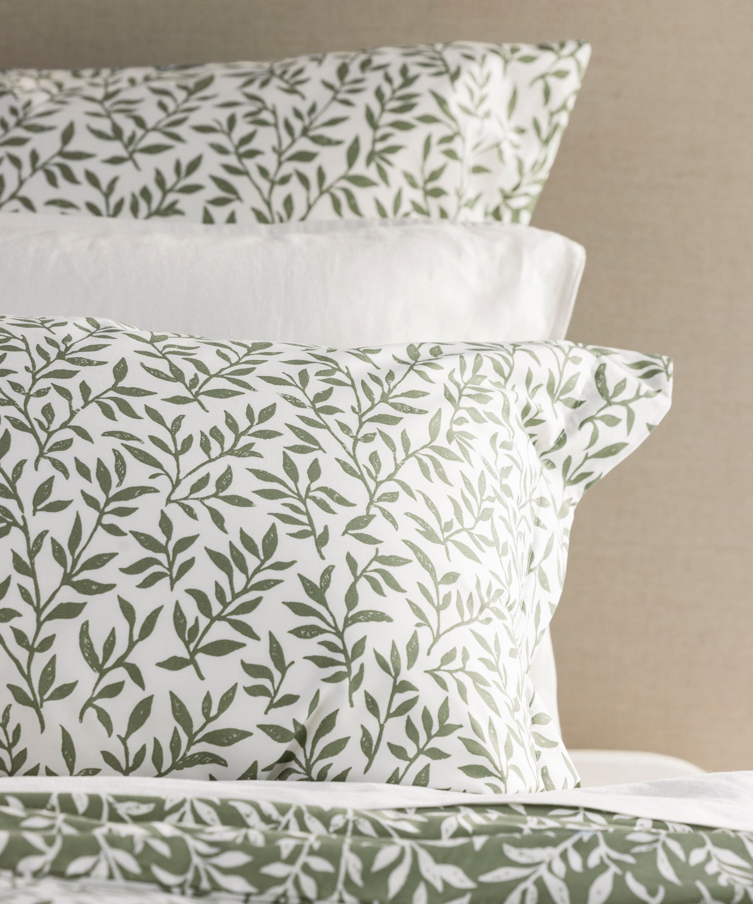 Garden Path European Pillowcase | Green Leaf-2
