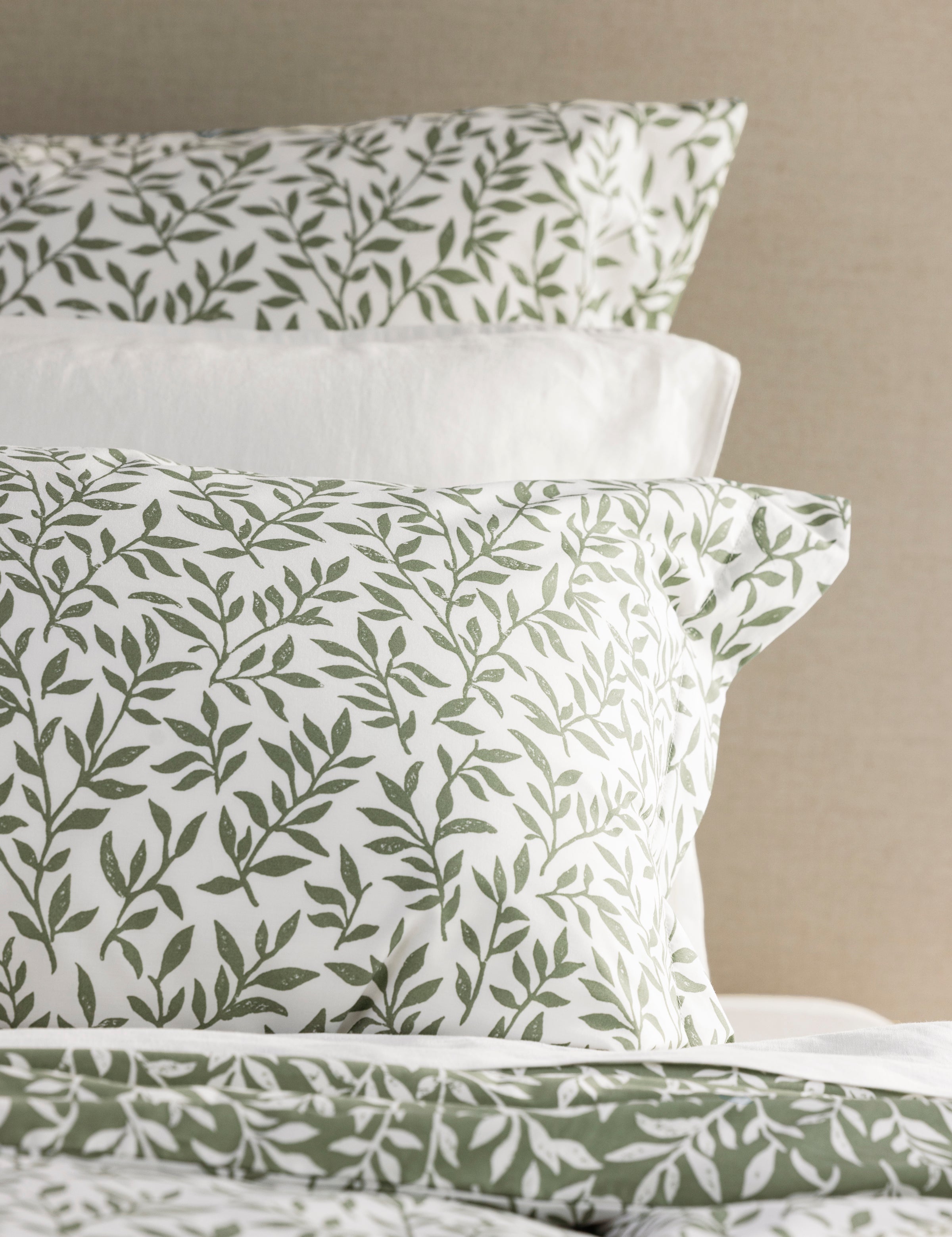 Garden Path European Pillowcase | Green Leaf-2