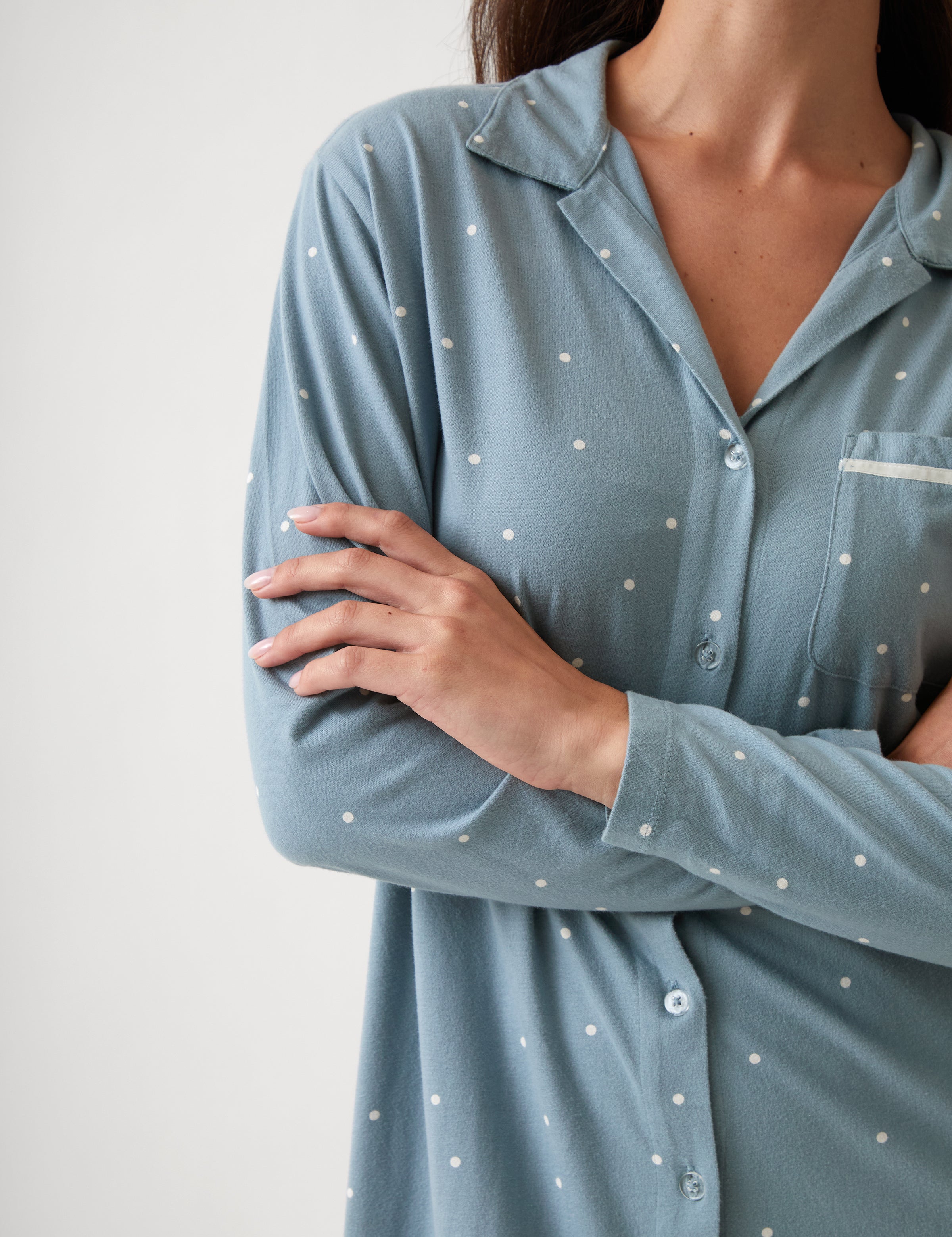 Georgie Organic Brushed Cotton Knit Nightshirt | Blue-2