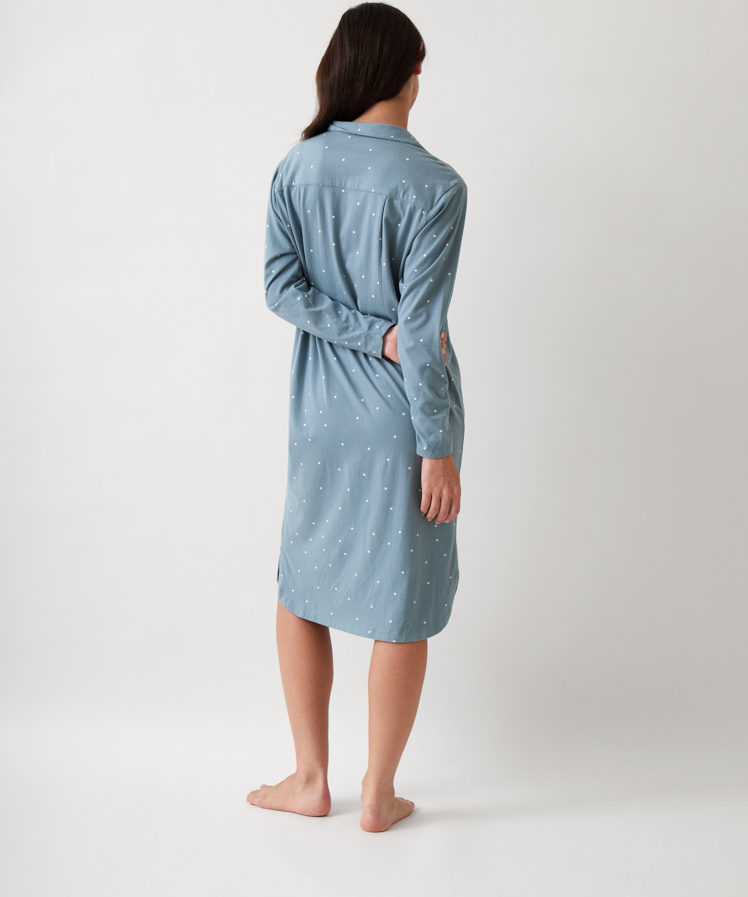Georgie Organic Brushed Cotton Knit Nightshirt | Blue-4