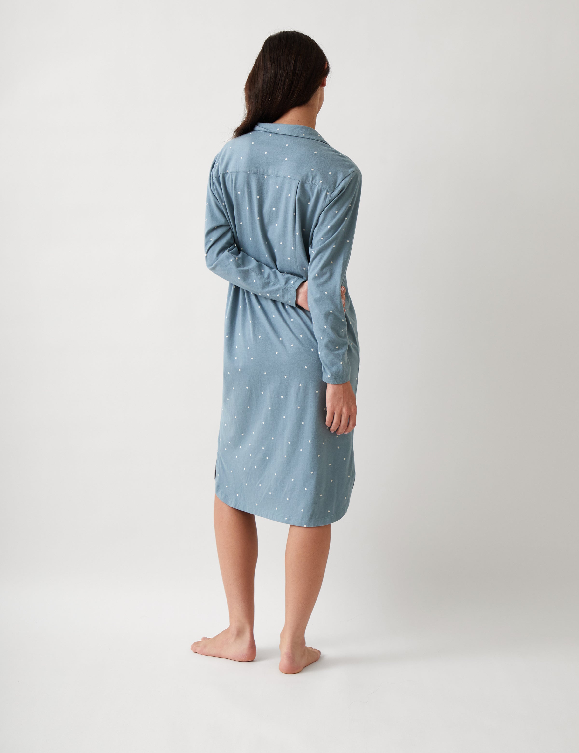 Georgie Organic Brushed Cotton Knit Nightshirt | Blue-4