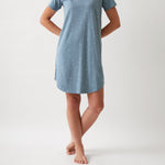 Georgie Organic Brushed Cotton Knit Tee Shirt Dress | Blue-1