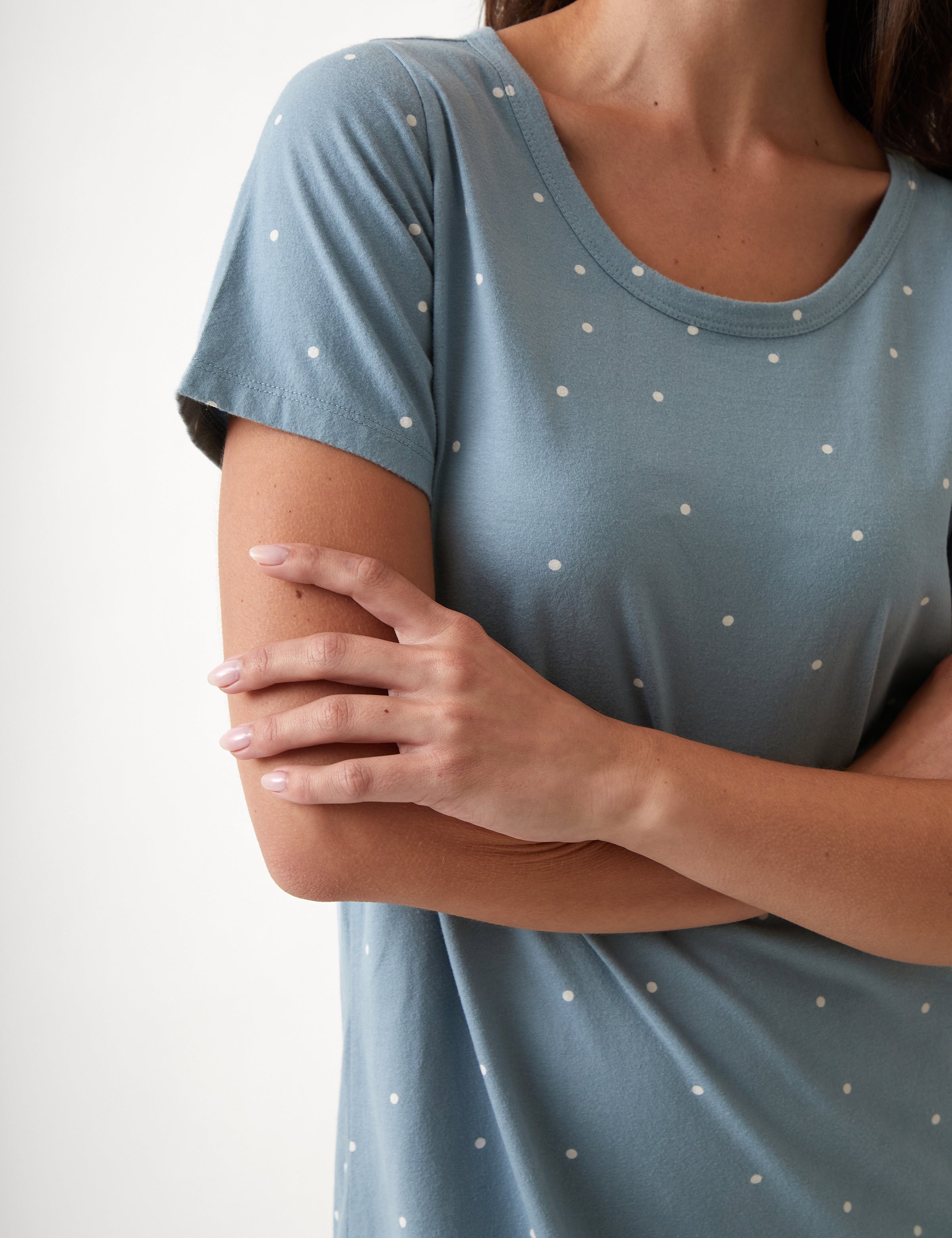 Georgie Organic Brushed Cotton Knit Tee Shirt Dress | Blue-2