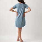 Georgie Organic Brushed Cotton Knit Tee Shirt Dress | Blue-3