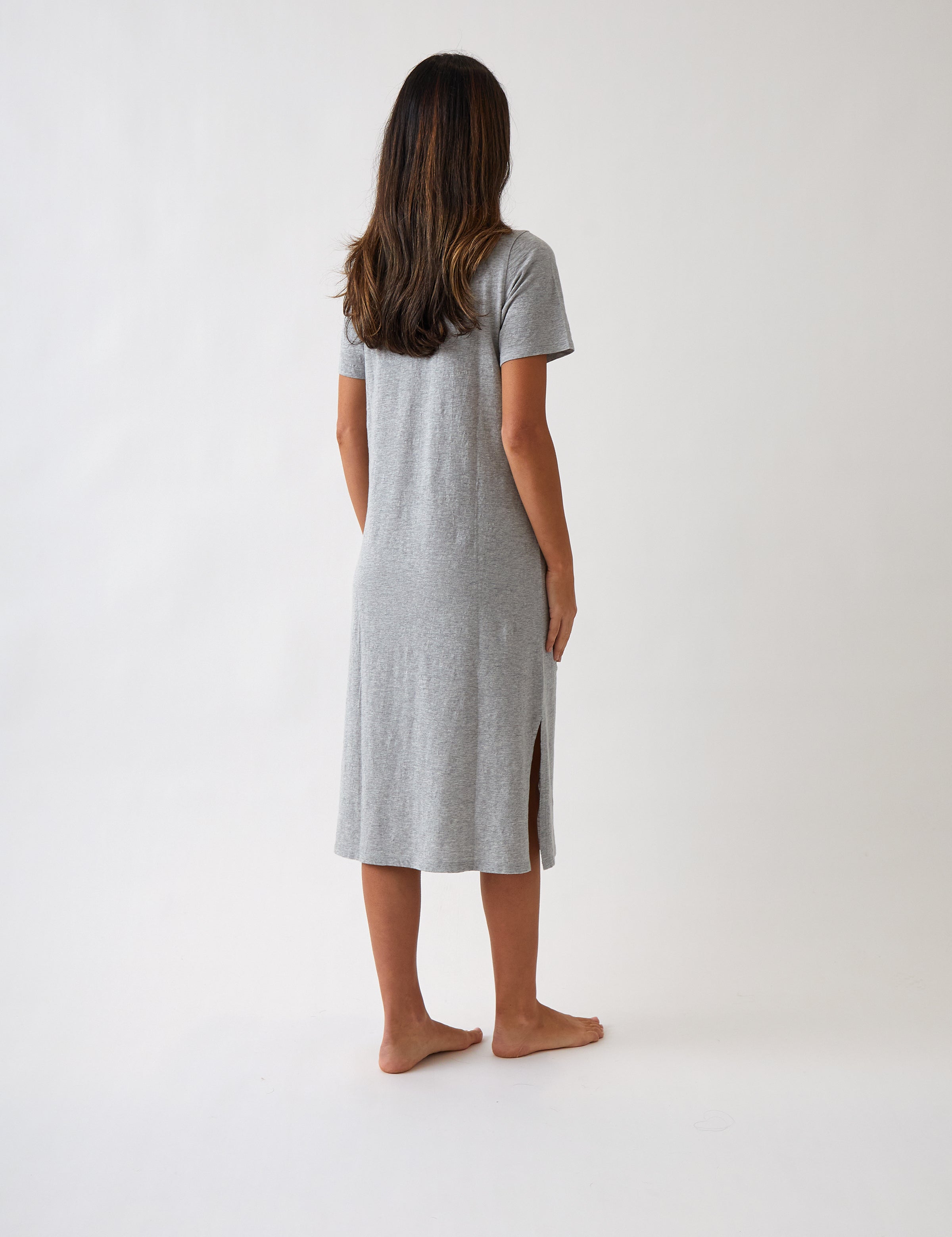 Harper Tee Shirt Dress | Grey Marle-4
