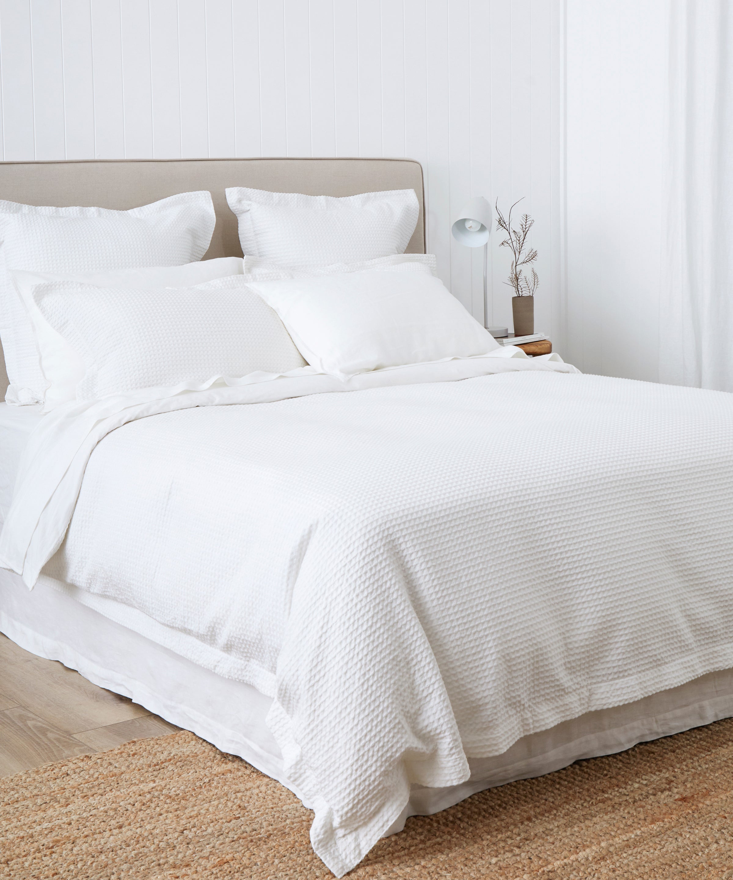 Hudson Waffle Duvet Cover Set | White-3
