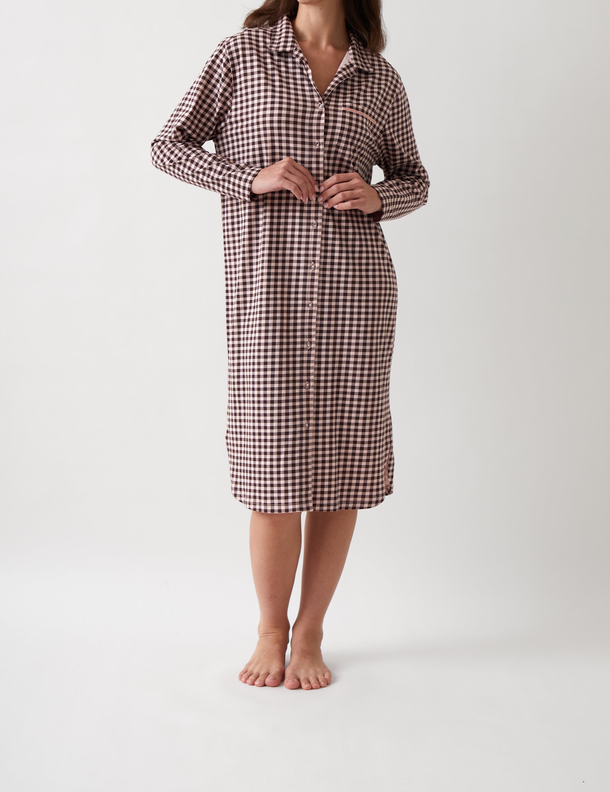 Kendra Organic Brushed Cotton Knit Nightshirt | Multi-1