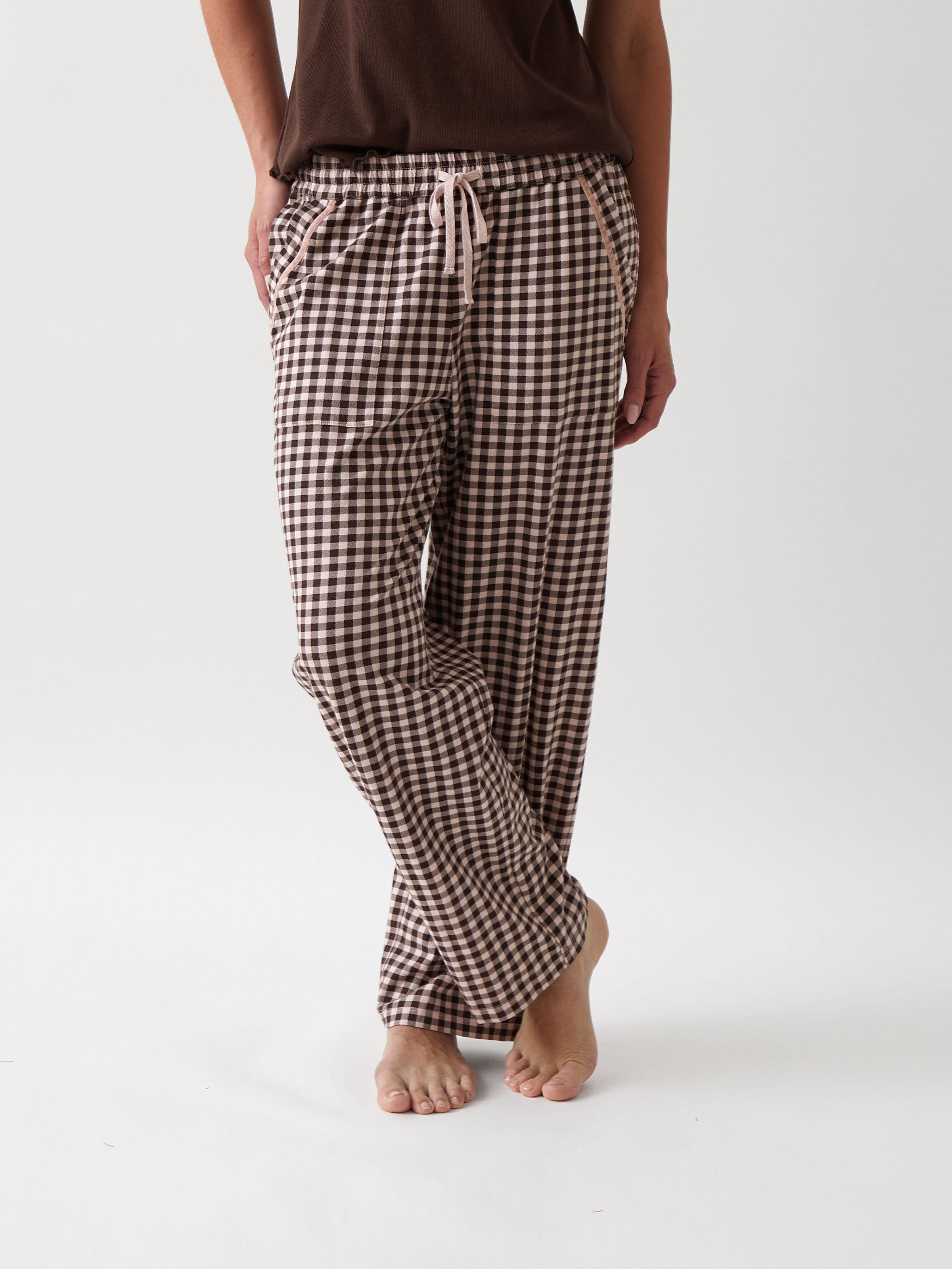 Kendra Organic Brushed Cotton Knit PJ Pants | Multi-1